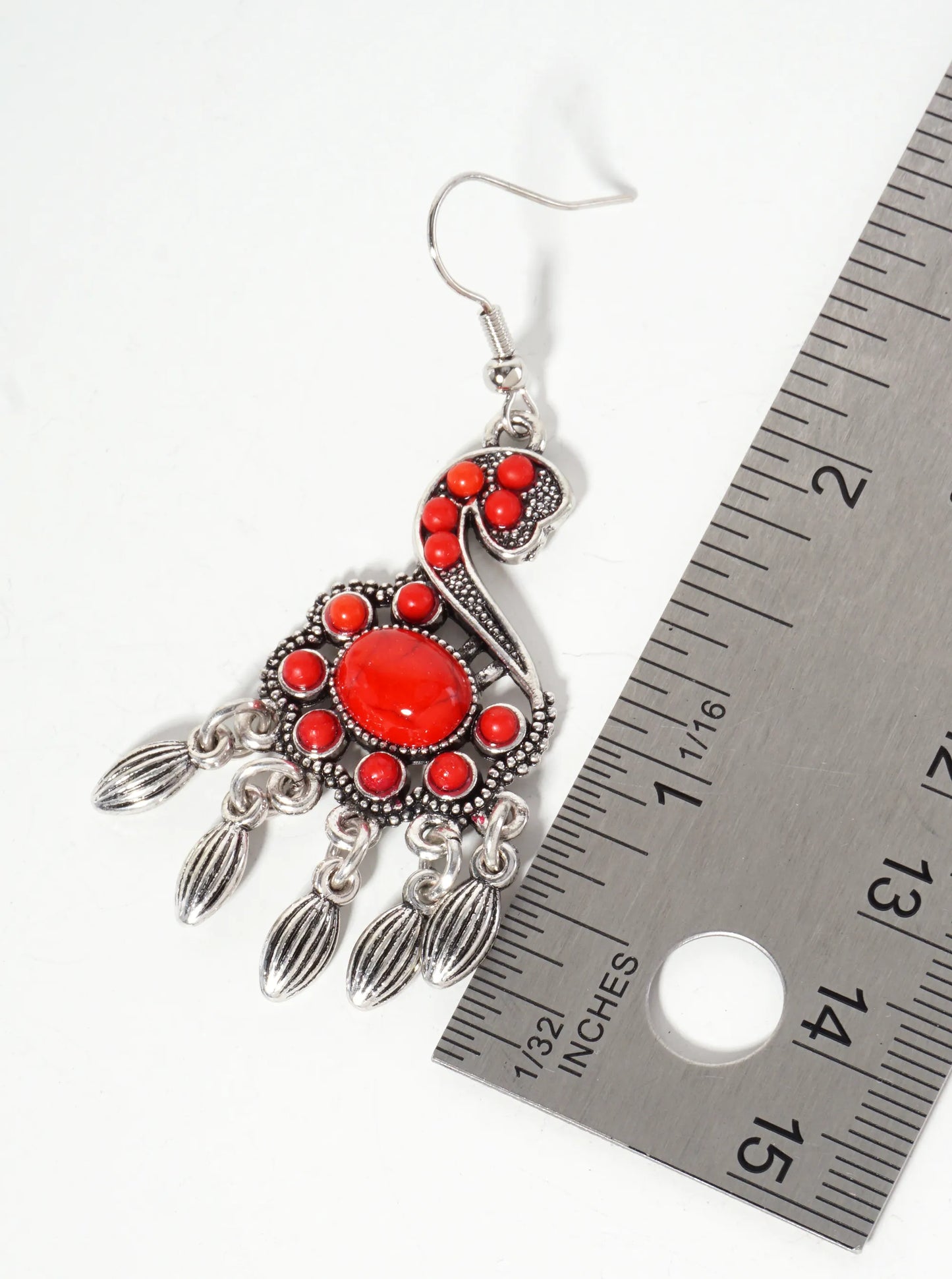 Animal-Theme Vintage Swan Semi-Precious Natural-Stone Dangle Drop Earrings