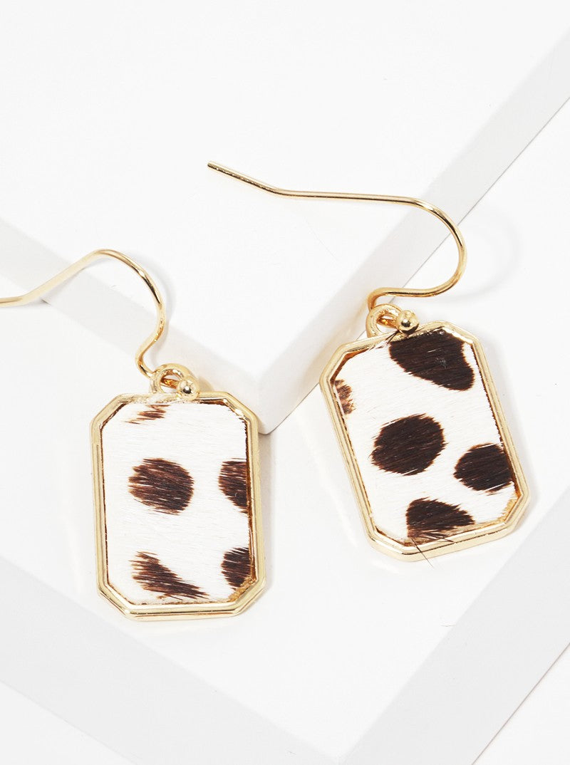 Animal Print Rectangle Dangle Drop Earrings
