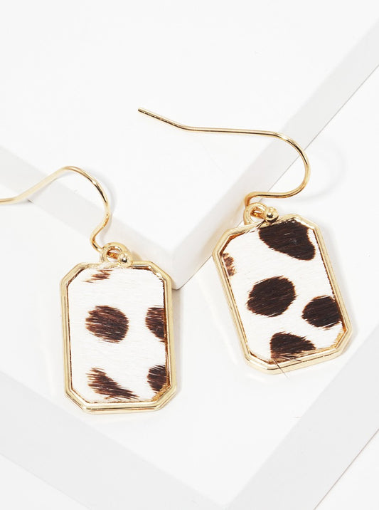 Animal Print Rectangle Dangle Drop Earrings