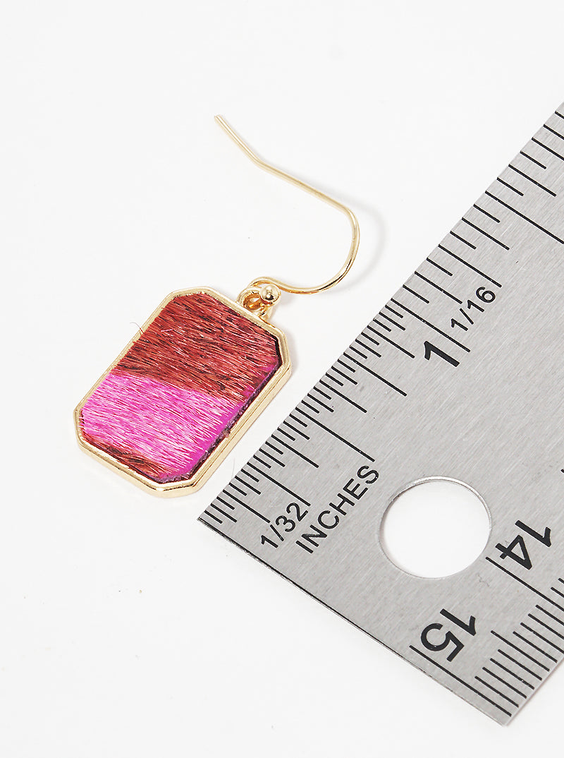 Animal Print Rectangle Dangle Drop Earrings
