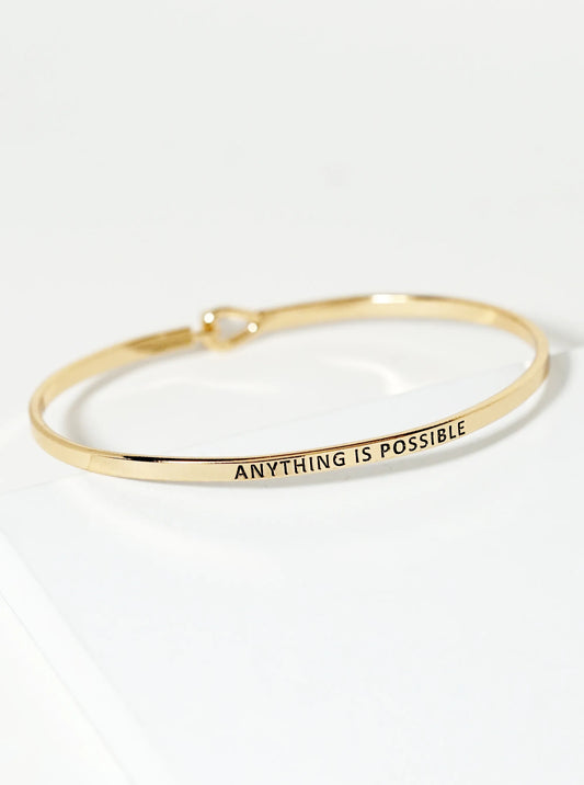 Anything Is Possible Engraved Inspirational Bangle Bracelet