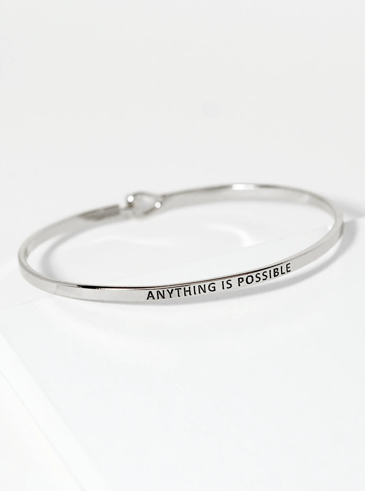 Anything Is Possible Engraved Inspirational Bangle Bracelet