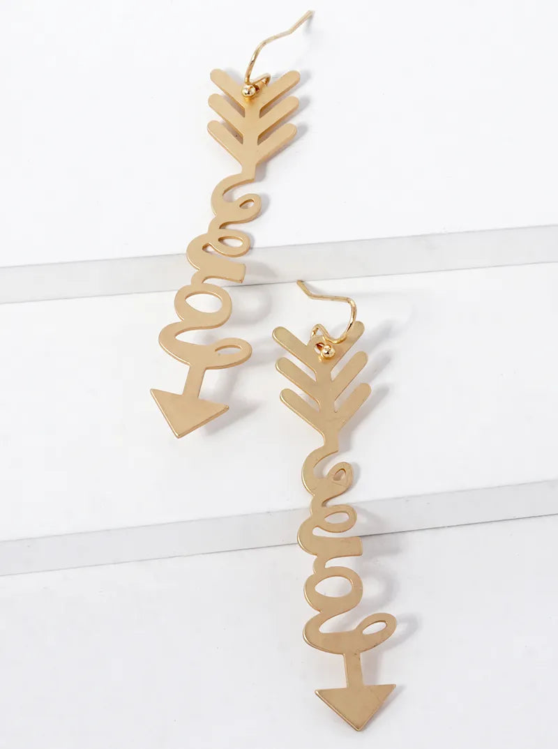 Arrow Drop Metal Stencil Earrings