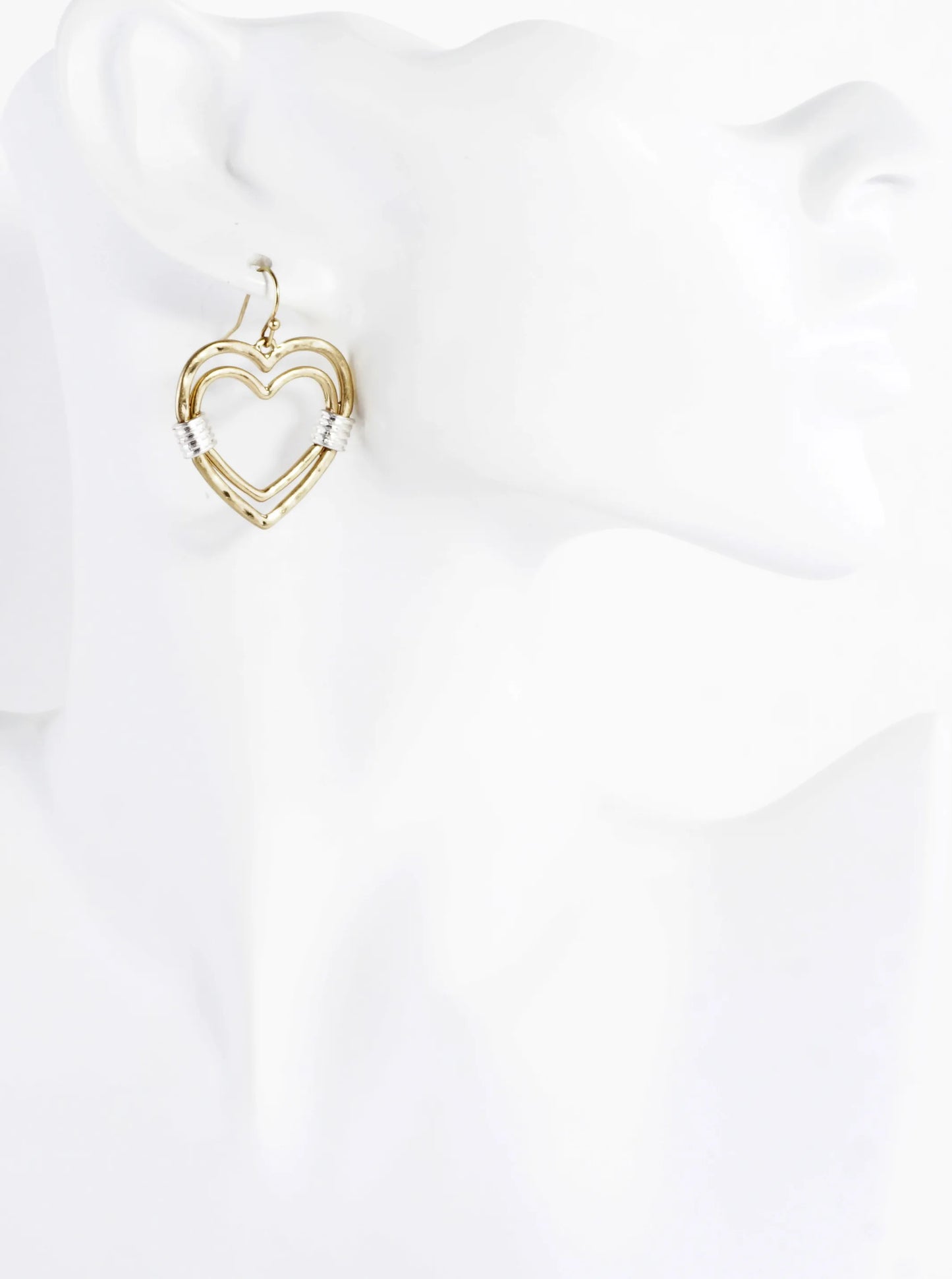 Artisan Layered Hearts 2 Tone Earrings
