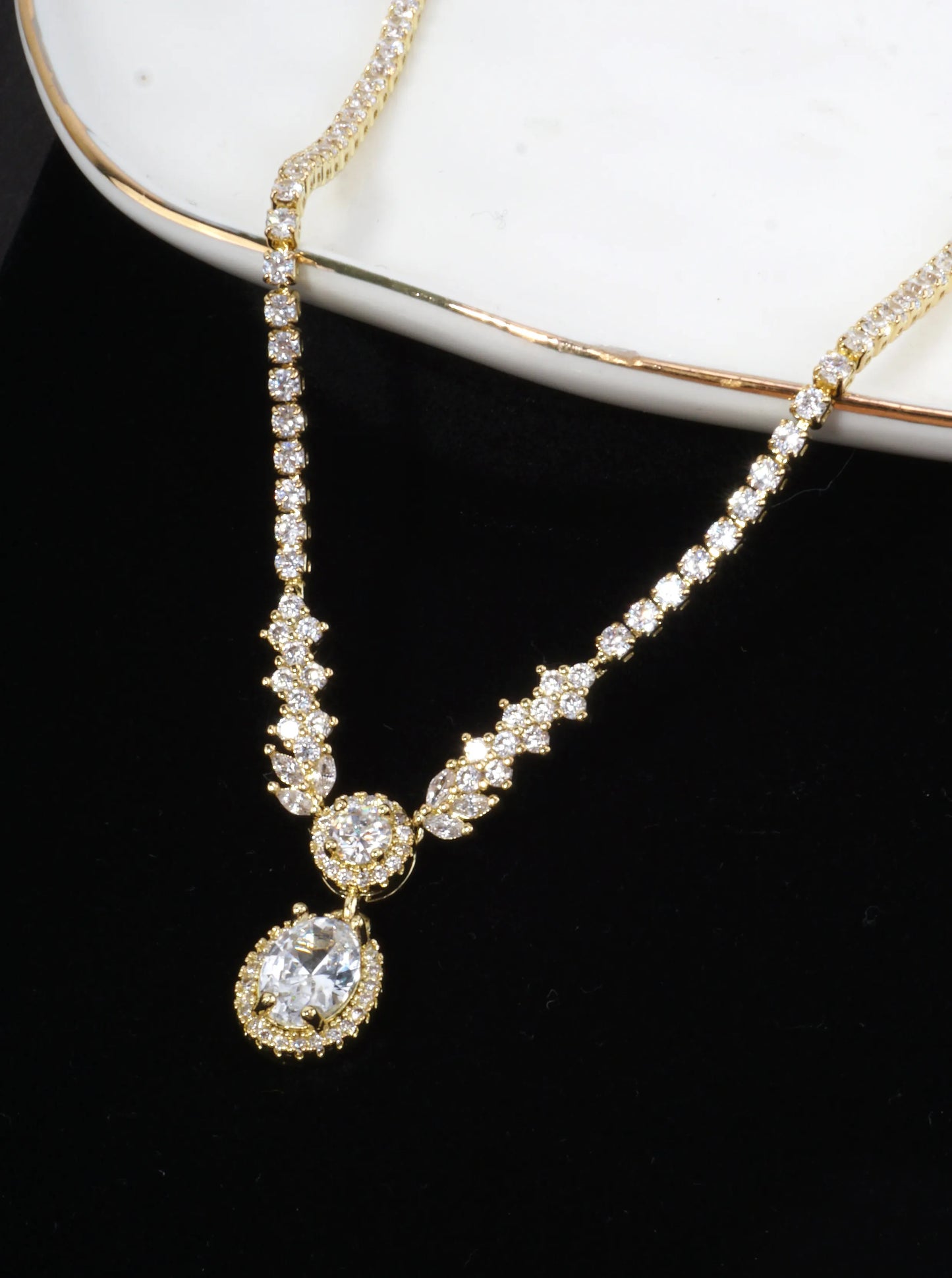 Artistic Oval Pave Tennis Necklace Design