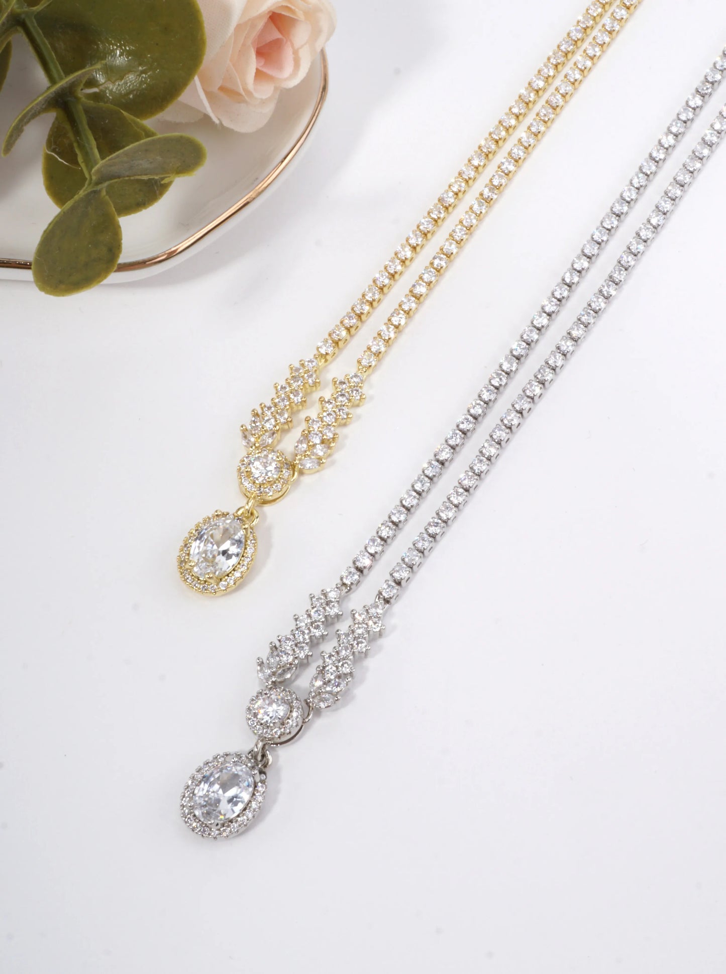 Artistic Oval Pave Tennis Necklace Design