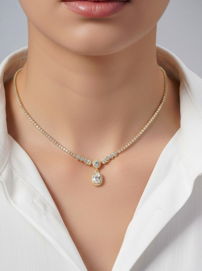 Artistic Oval Pave Tennis Necklace Design