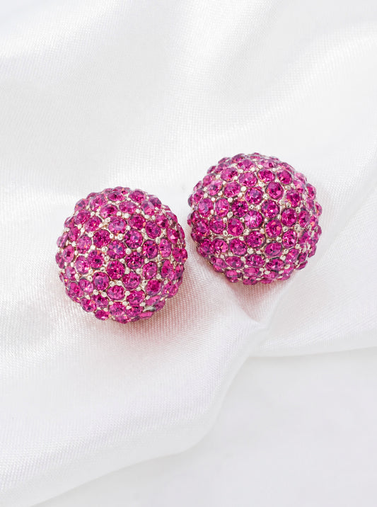 Artistic Round Pavé Post Back Stud Earrings