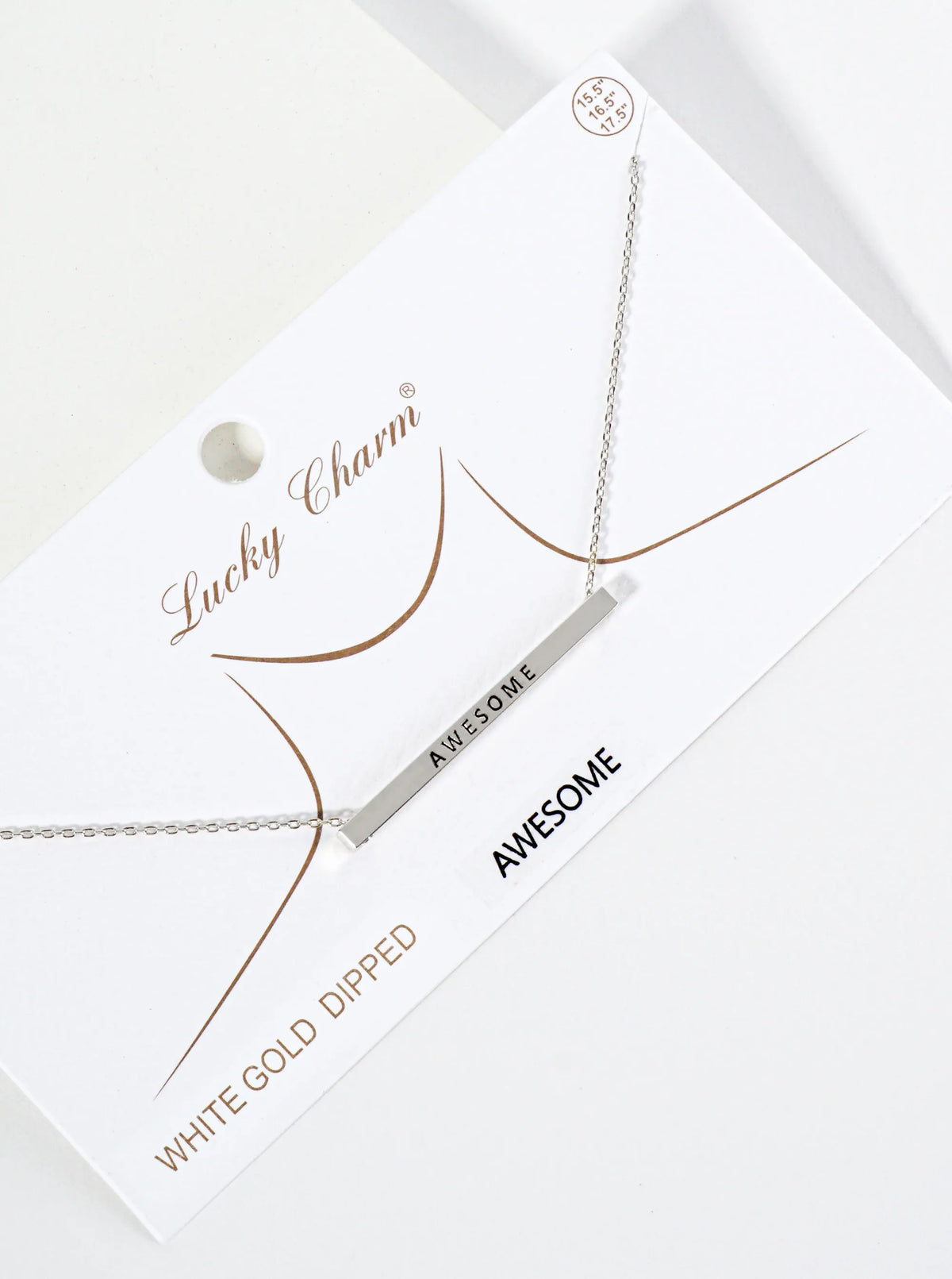 Awesome Engraved 18K Gold Dipped Horizontal Brass Bar Pendant Inspirational Necklace