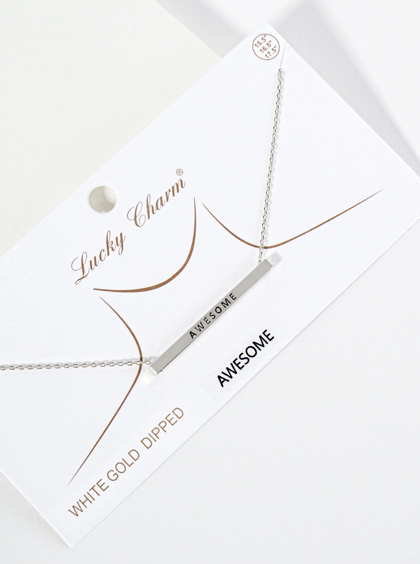 Awesome Engraved 18K Gold Dipped Horizontal Brass Bar Pendant Inspirational Necklace