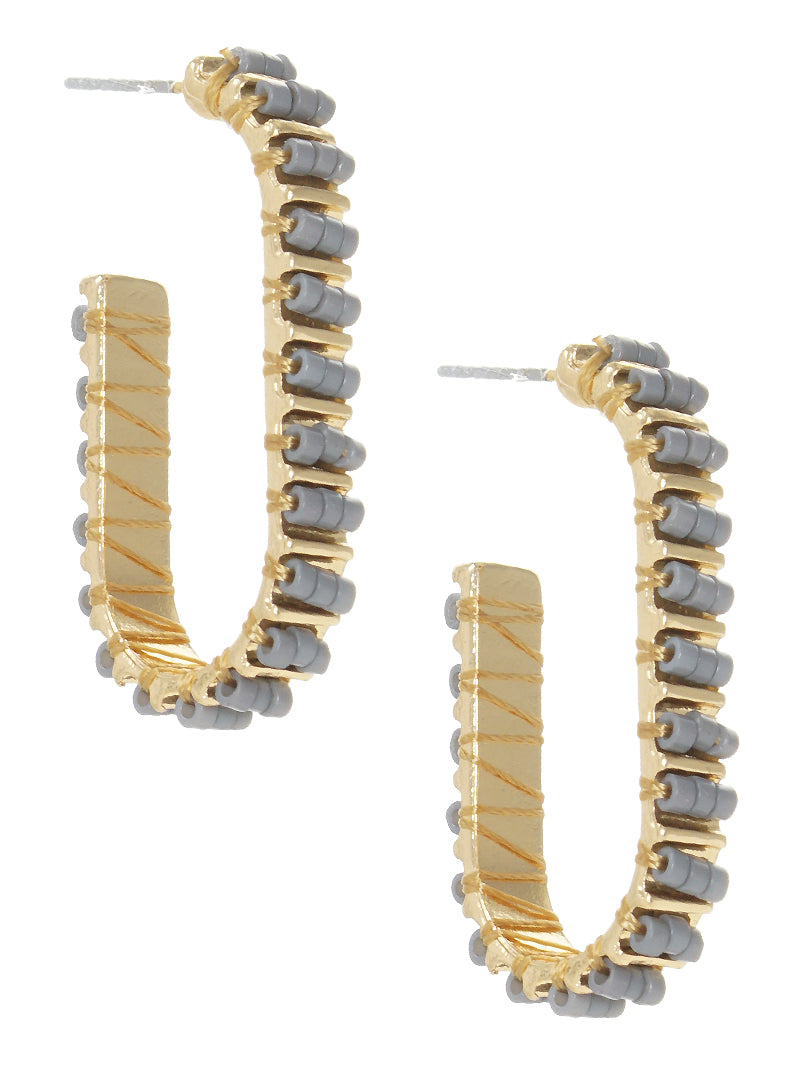 BEADS GEOMETRIC SHAPE HOOP EARRINGS