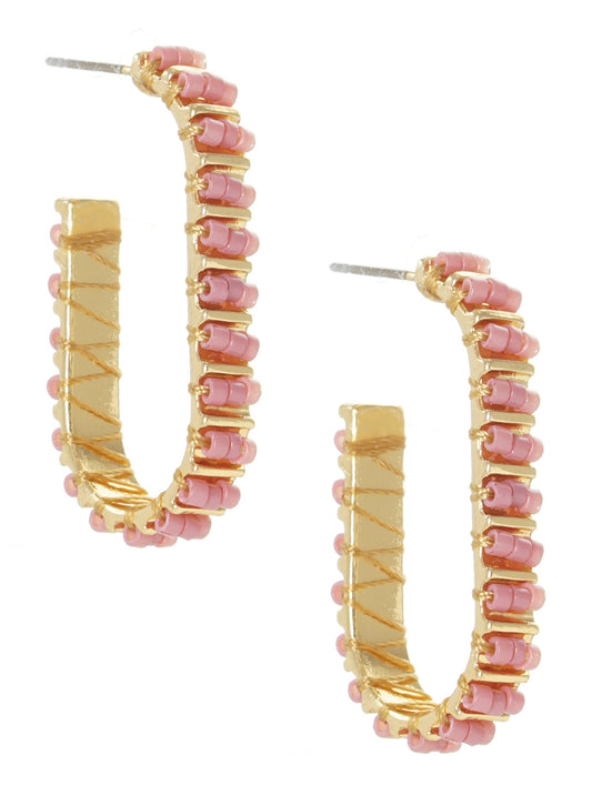 BEADS GEOMETRIC SHAPE HOOP EARRINGS