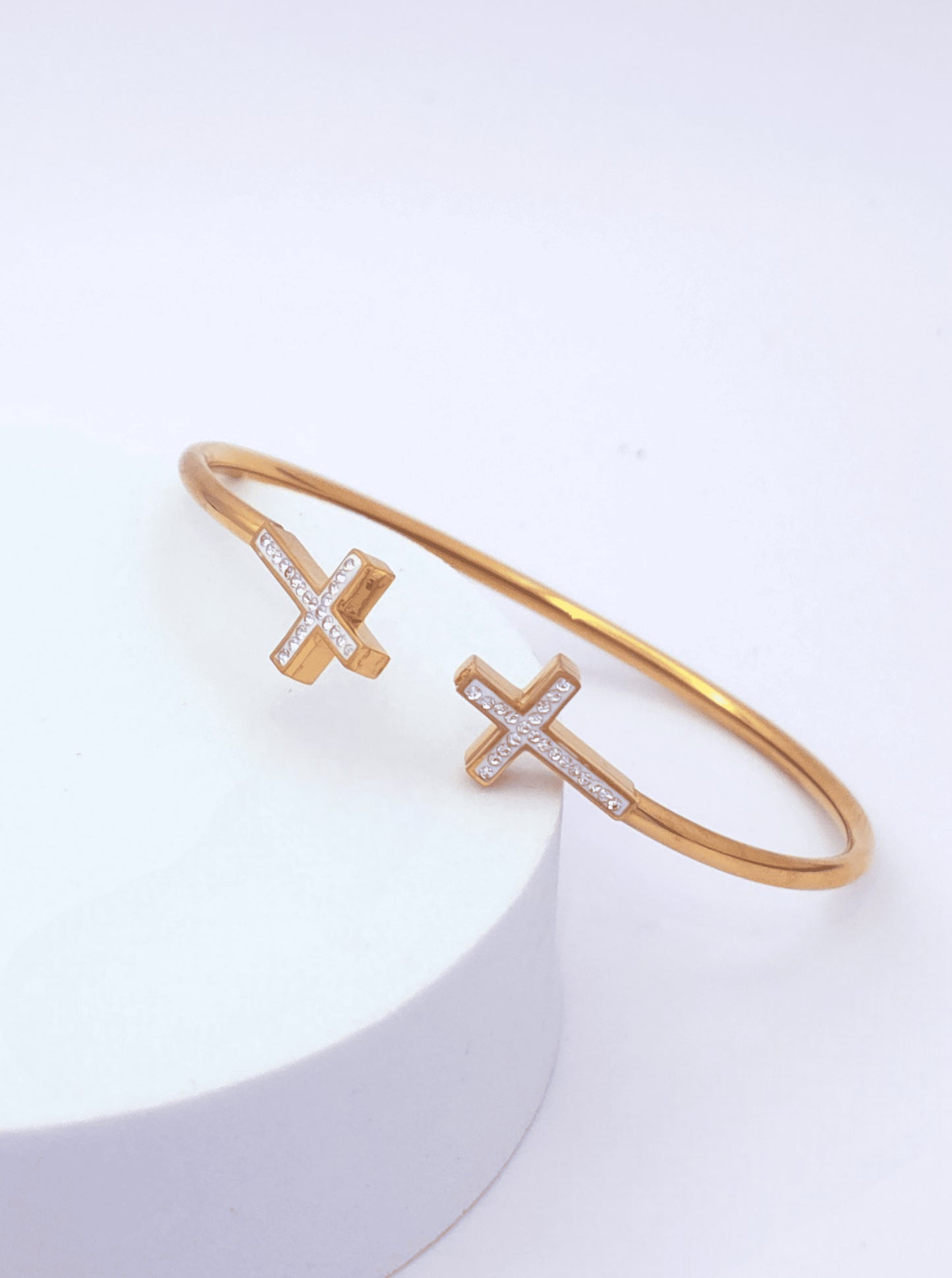 Polished Cross Cuff Bracelet