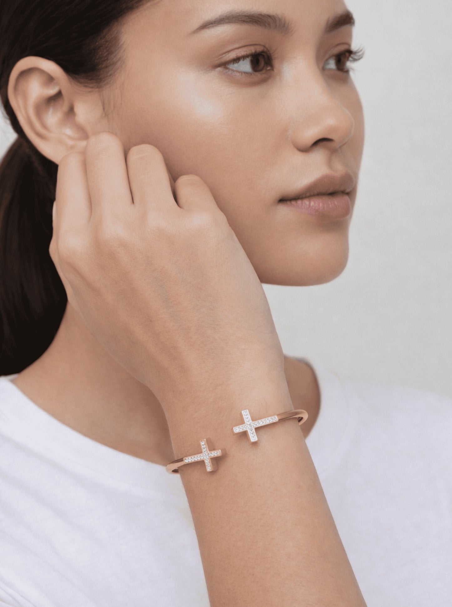 Polished Cross Cuff Bracelet