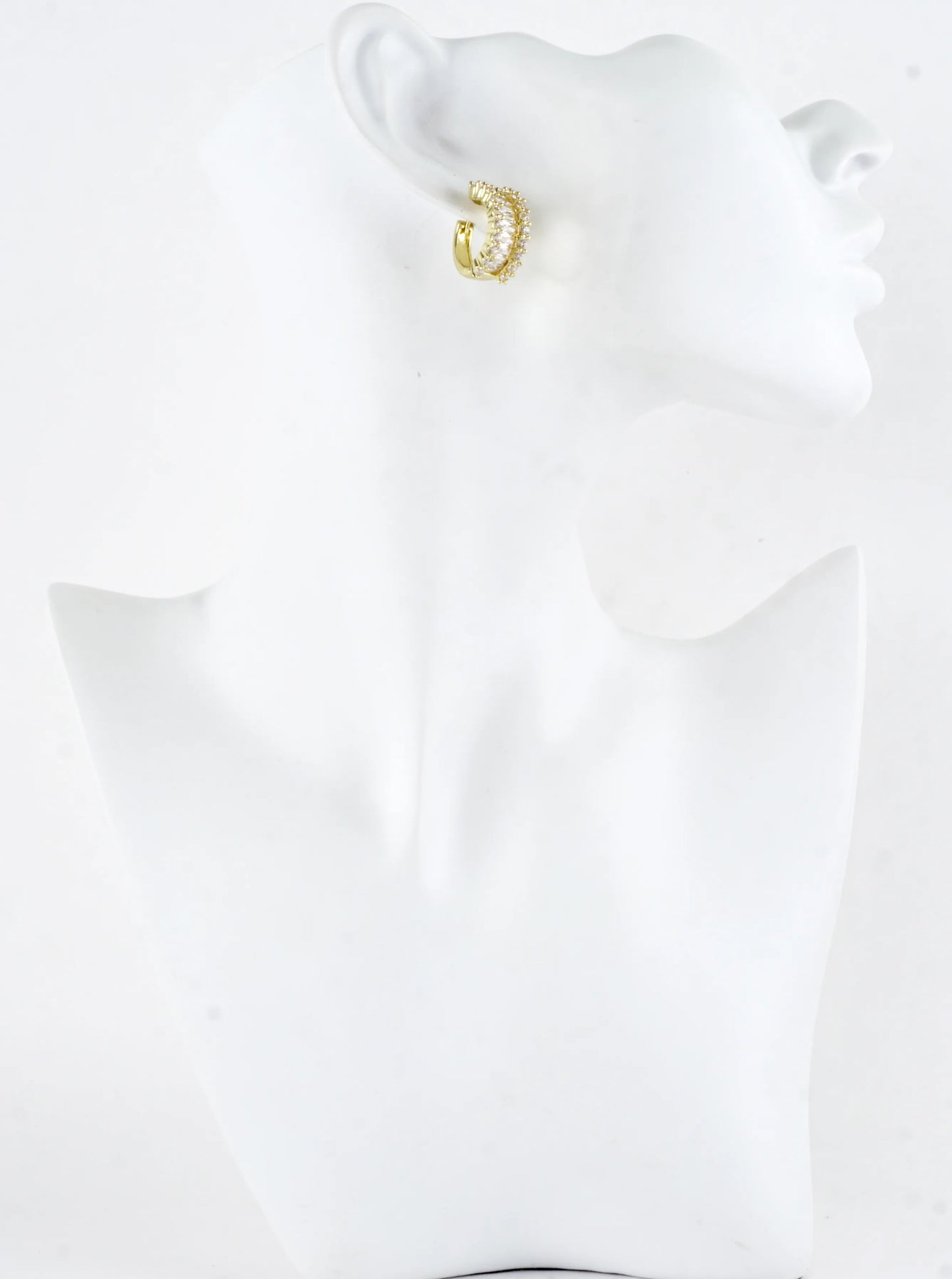 Baguette Channel CZ Pave Huggie Earrings