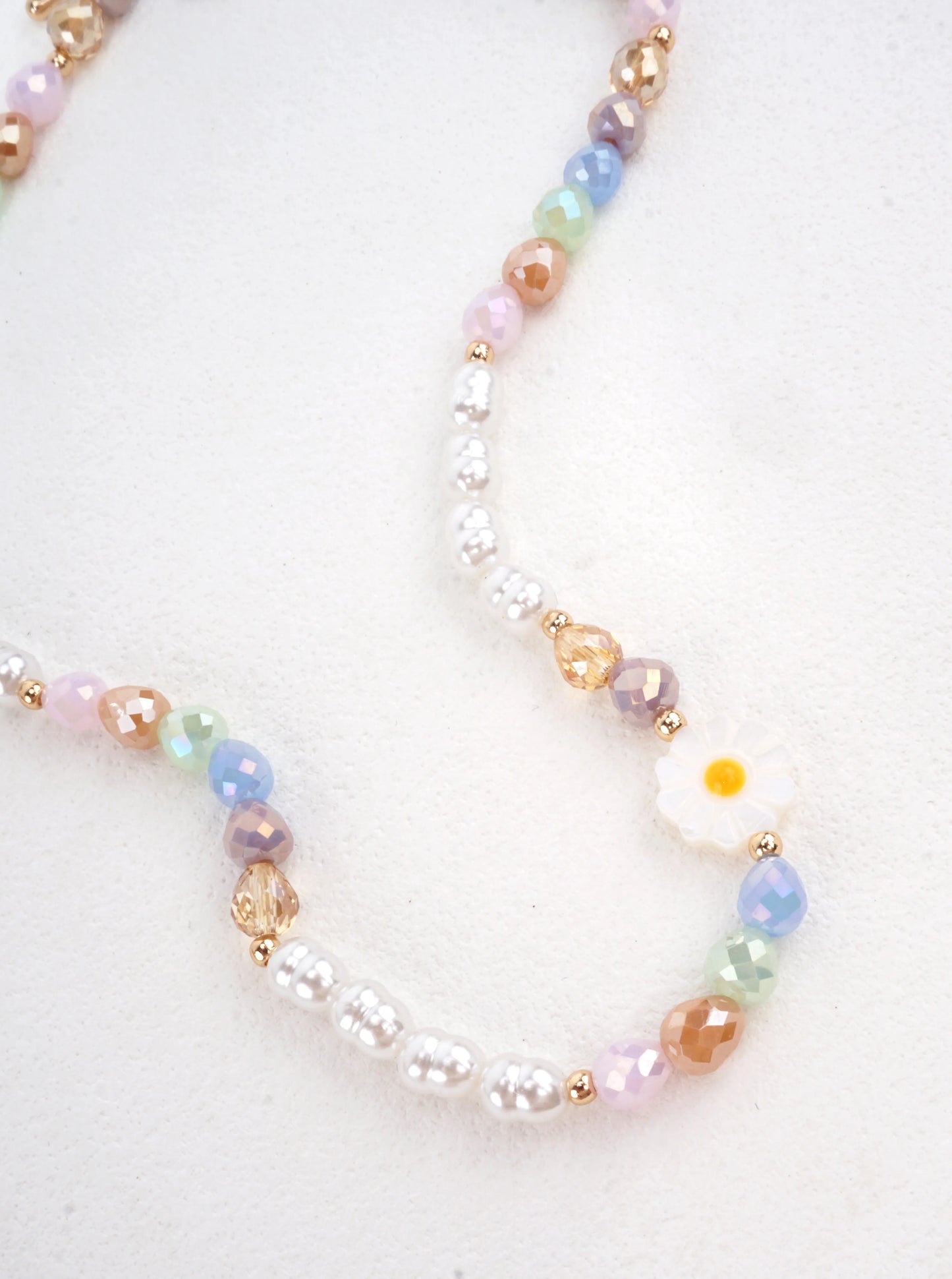 Ball-Beaded Faceted Resin Pearl Necklace
