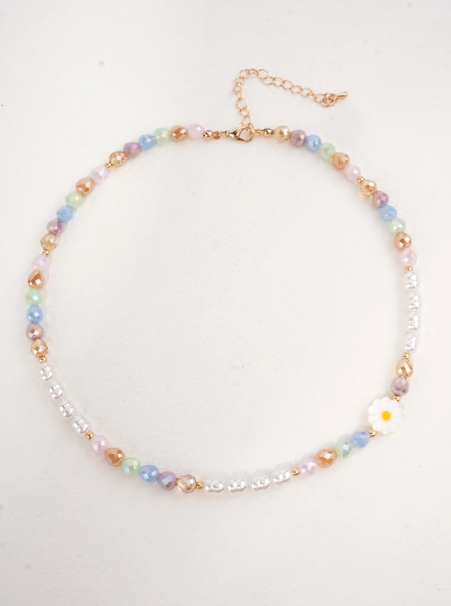 Ball-Beaded Faceted Resin Pearl Necklace
