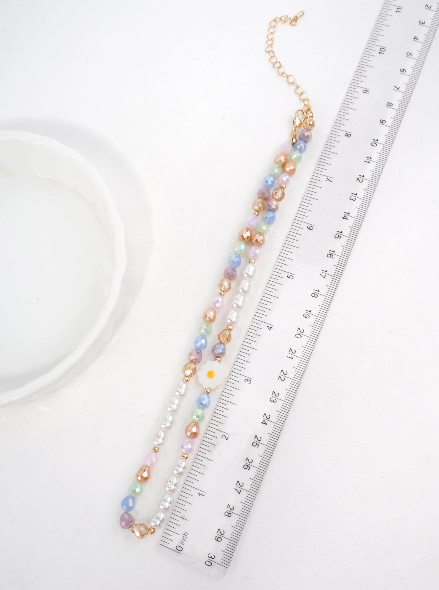 Ball-Beaded Faceted Resin Pearl Necklace