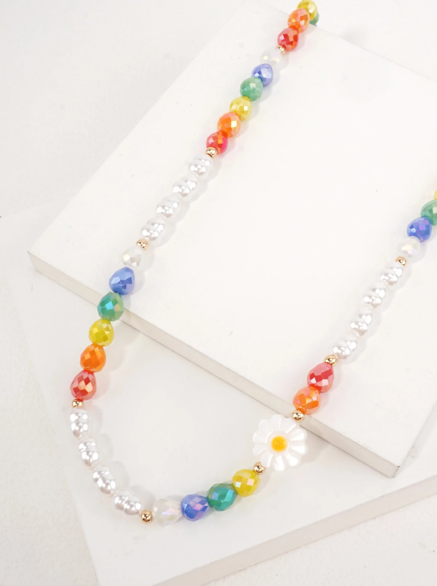 Ball-Beaded Faceted Resin Pearl Necklace