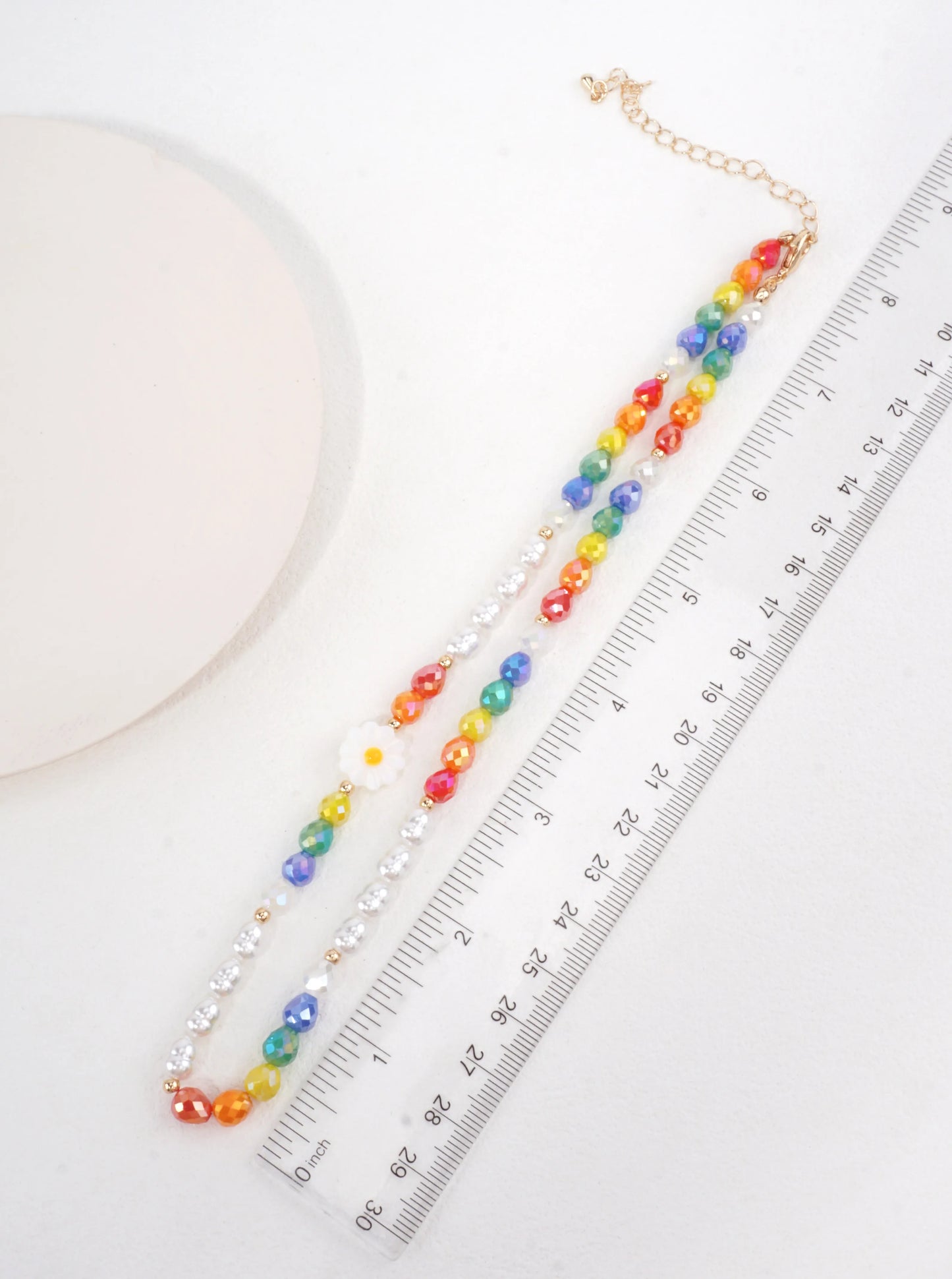 Ball-Beaded Faceted Resin Pearl Necklace