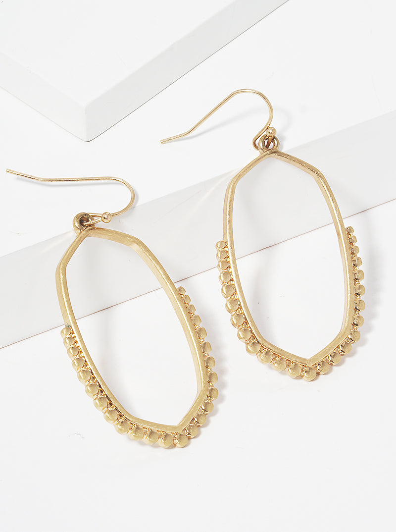 Ball Beaded Moroccan Shape Fish Hook Dangle Drop Earrings