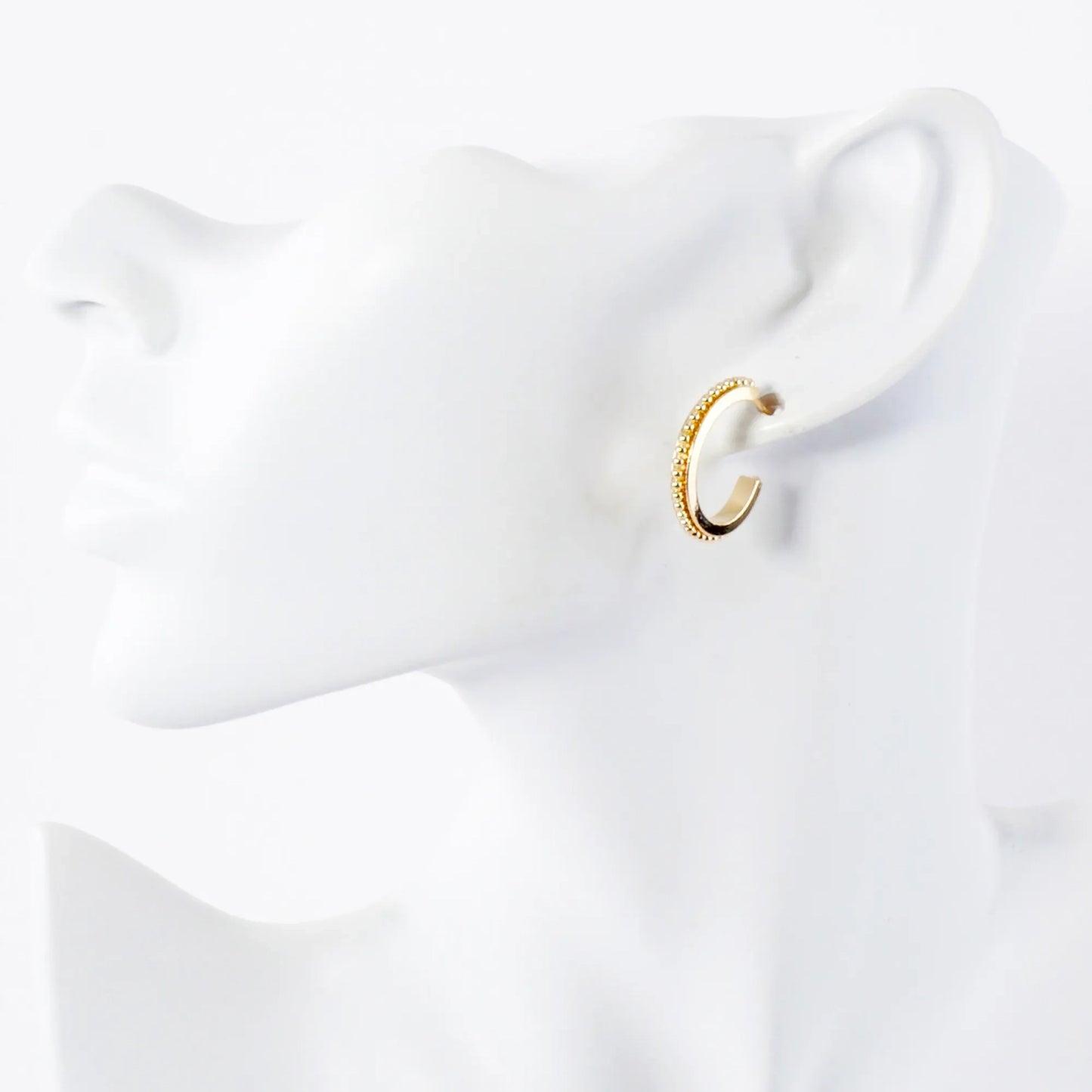 Ball-Texture 14K-Gold-Dipped Brass 20mm Push-Back Hoop Earrings