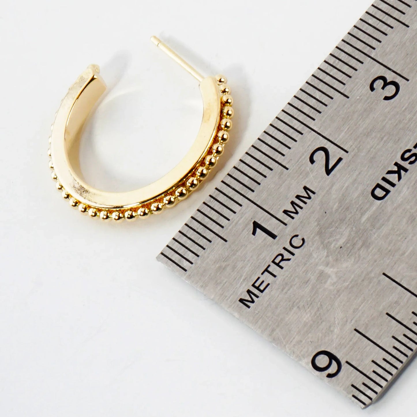 Ball-Texture 14K-Gold-Dipped Brass 20mm Push-Back Hoop Earrings