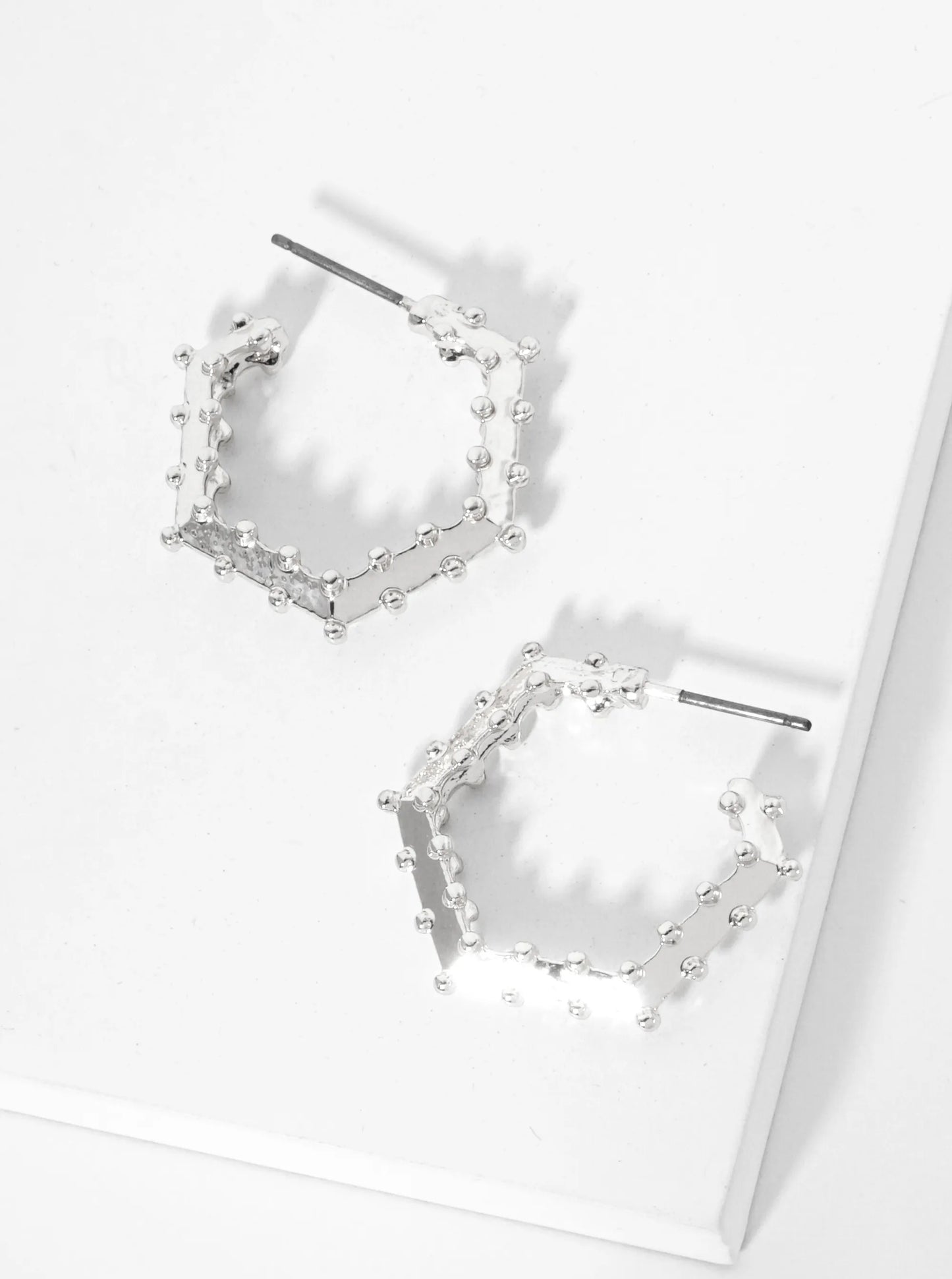 Ball Texture 25mm Hexagon Hoop Earrings