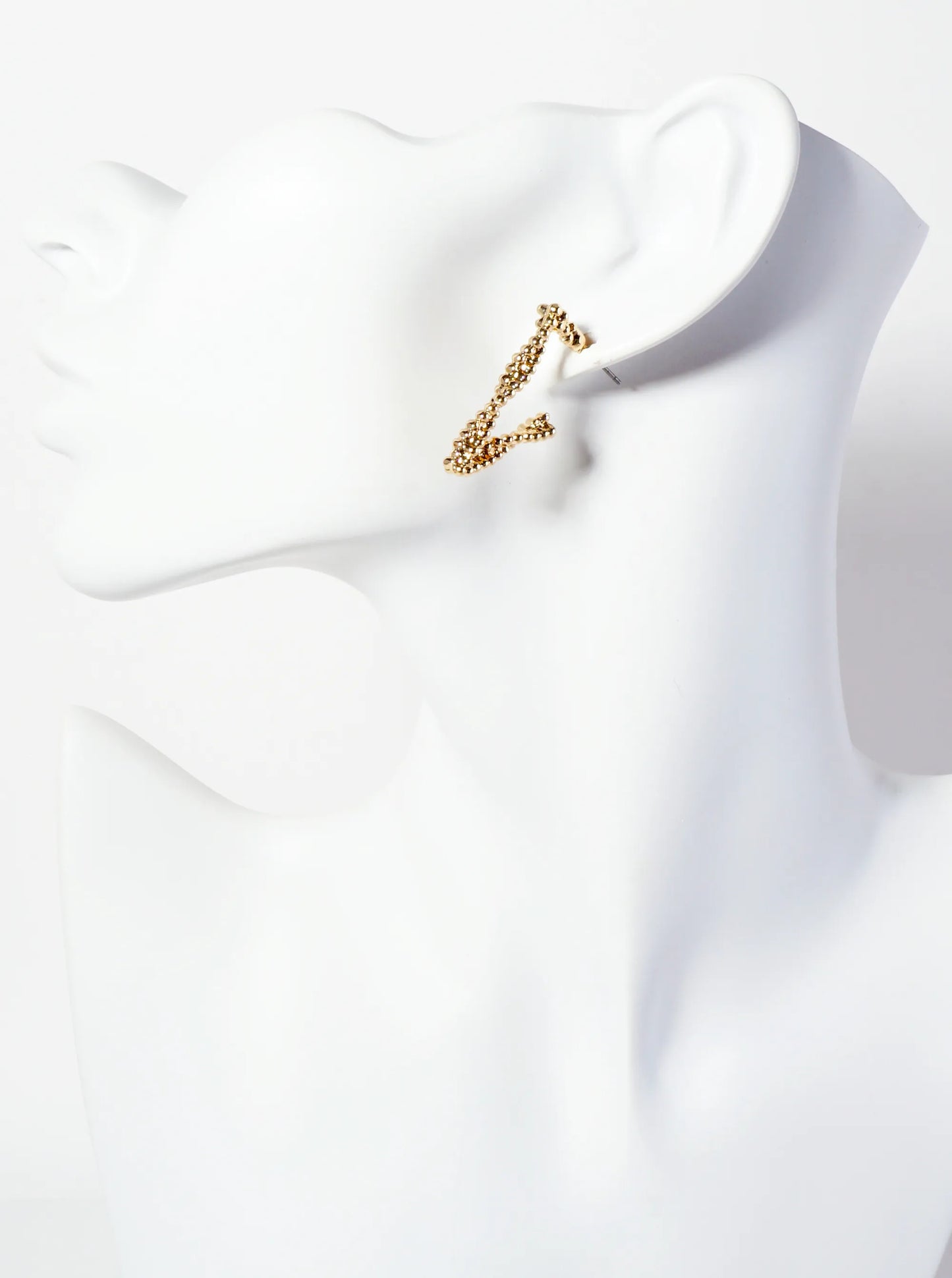 Ball-Texture 30mm Triangle-Shaped Hoop Earrings