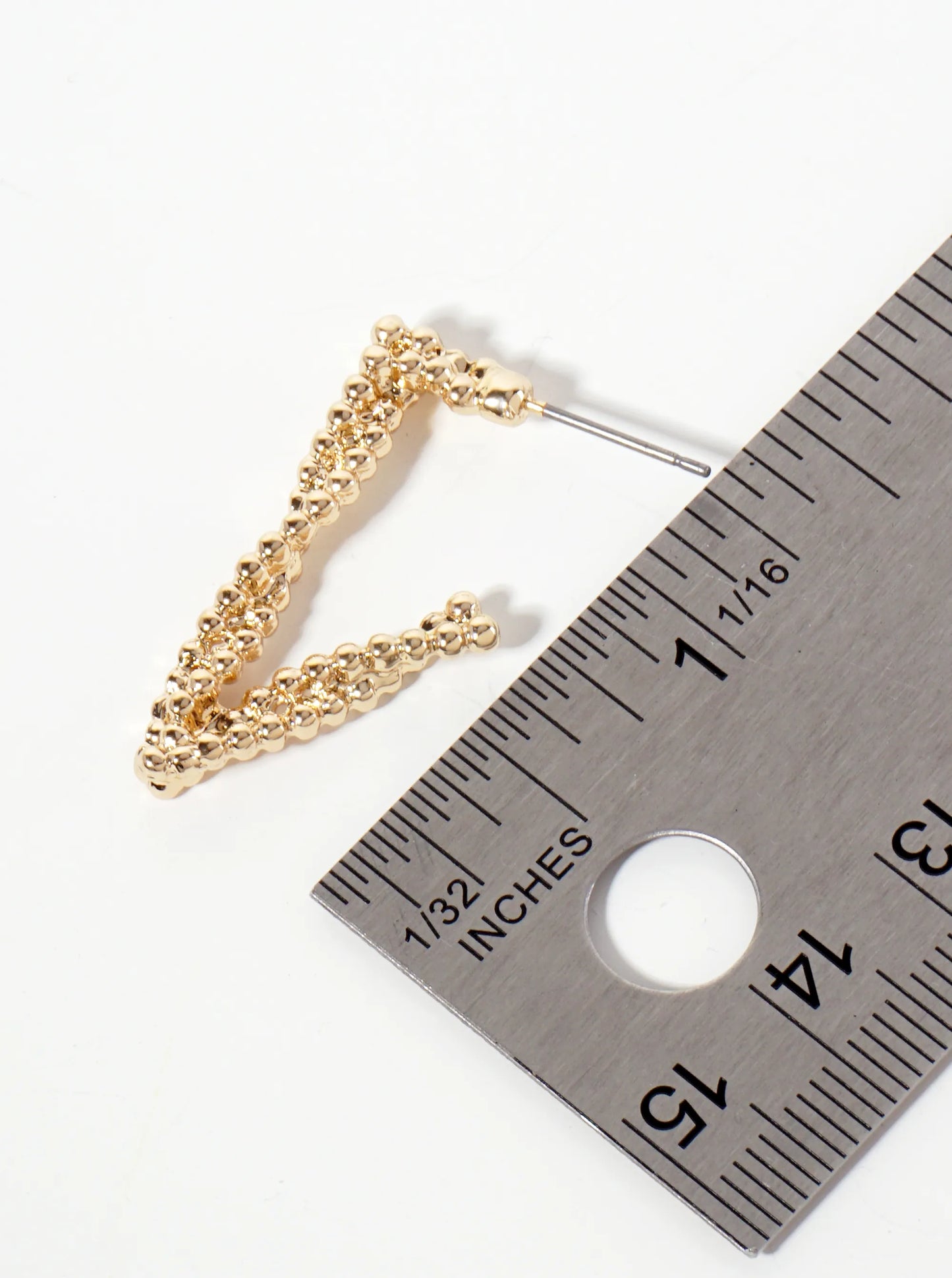 Ball-Texture 30mm Triangle-Shaped Hoop Earrings