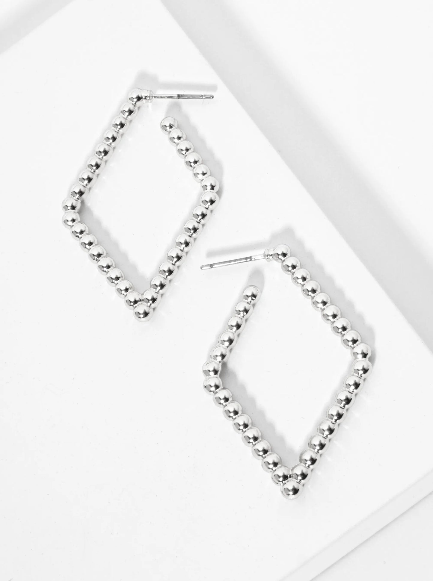 Ball Texture 40mm Diamond Shape Hoop Earrings