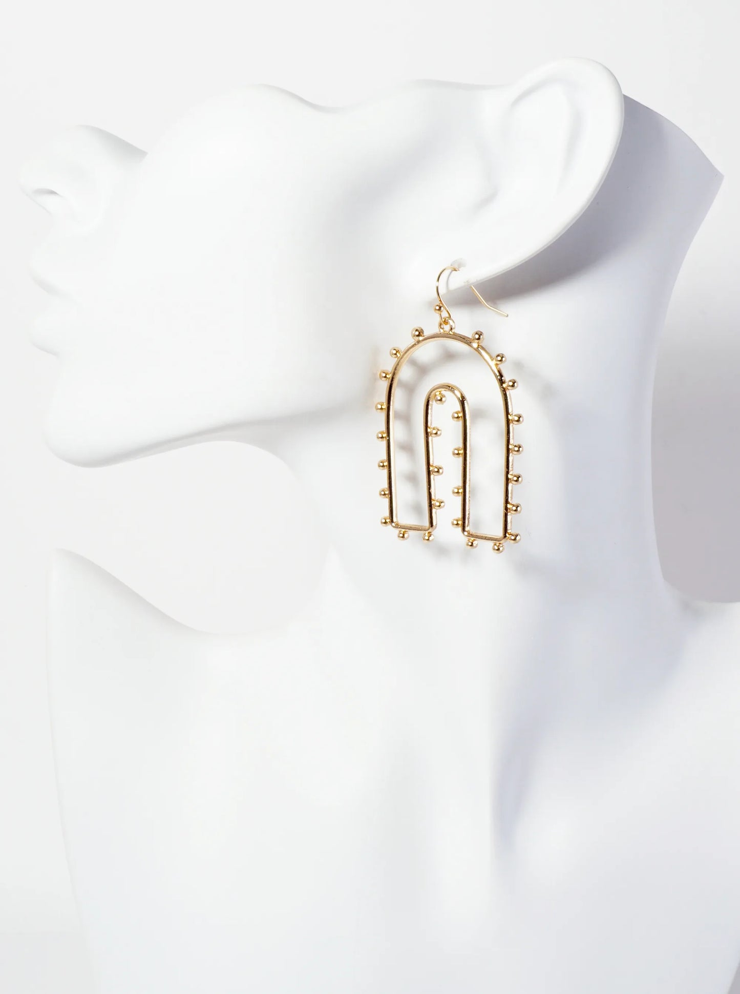 Ball-Texture Arch-Shaped Dangle Earrings