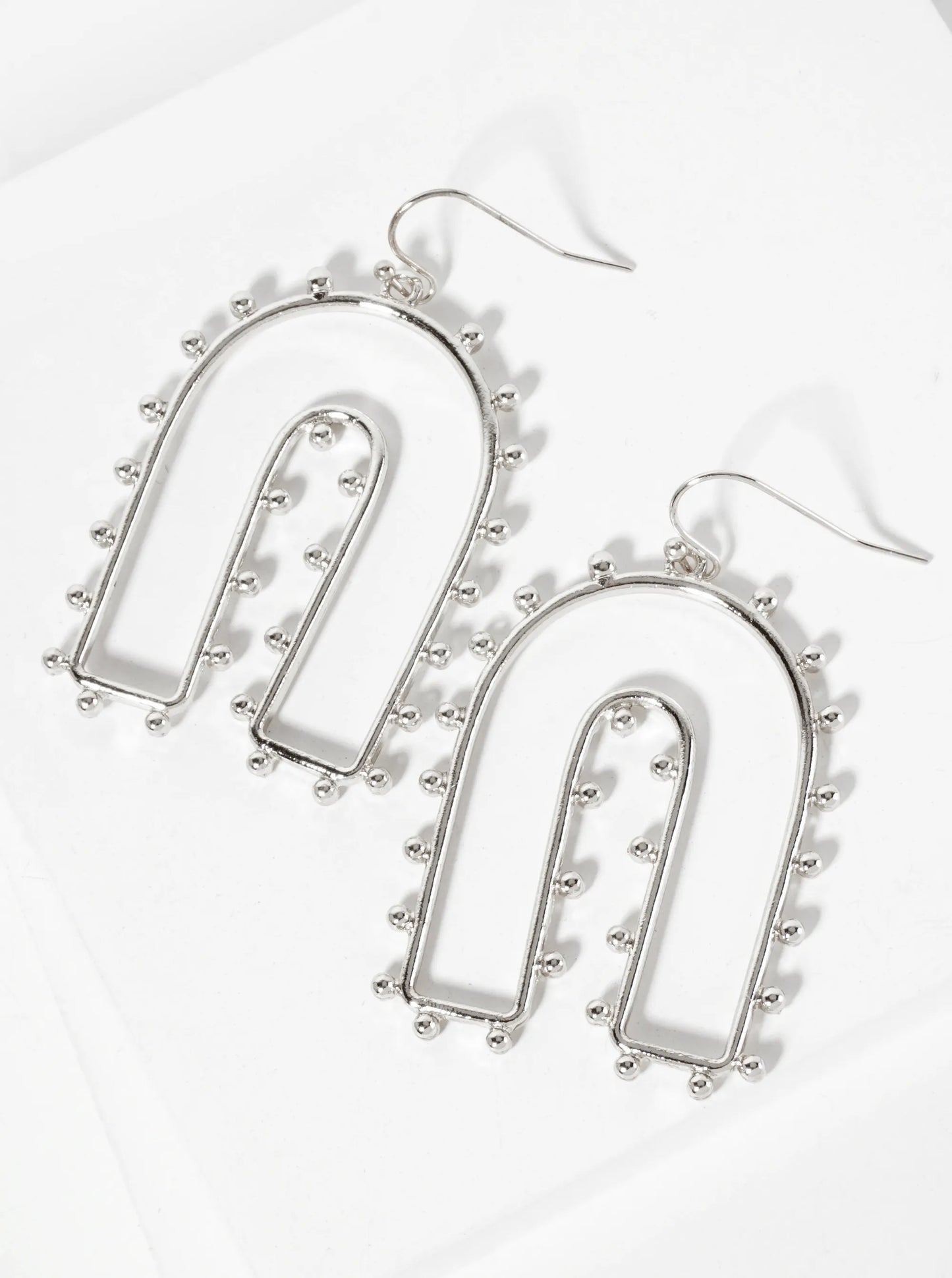 Ball-Texture Arch-Shaped Dangle Earrings