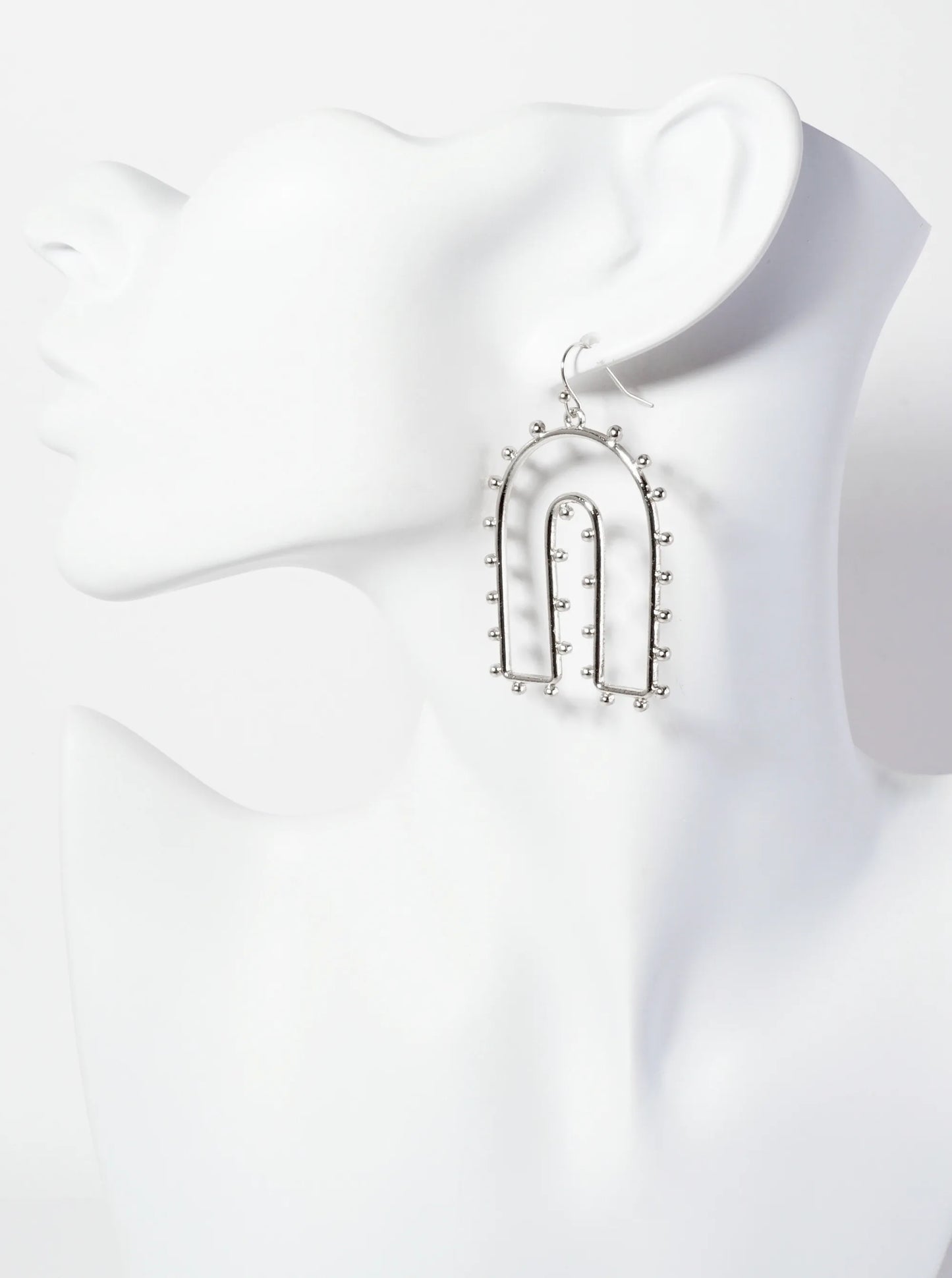 Ball-Texture Arch-Shaped Dangle Earrings