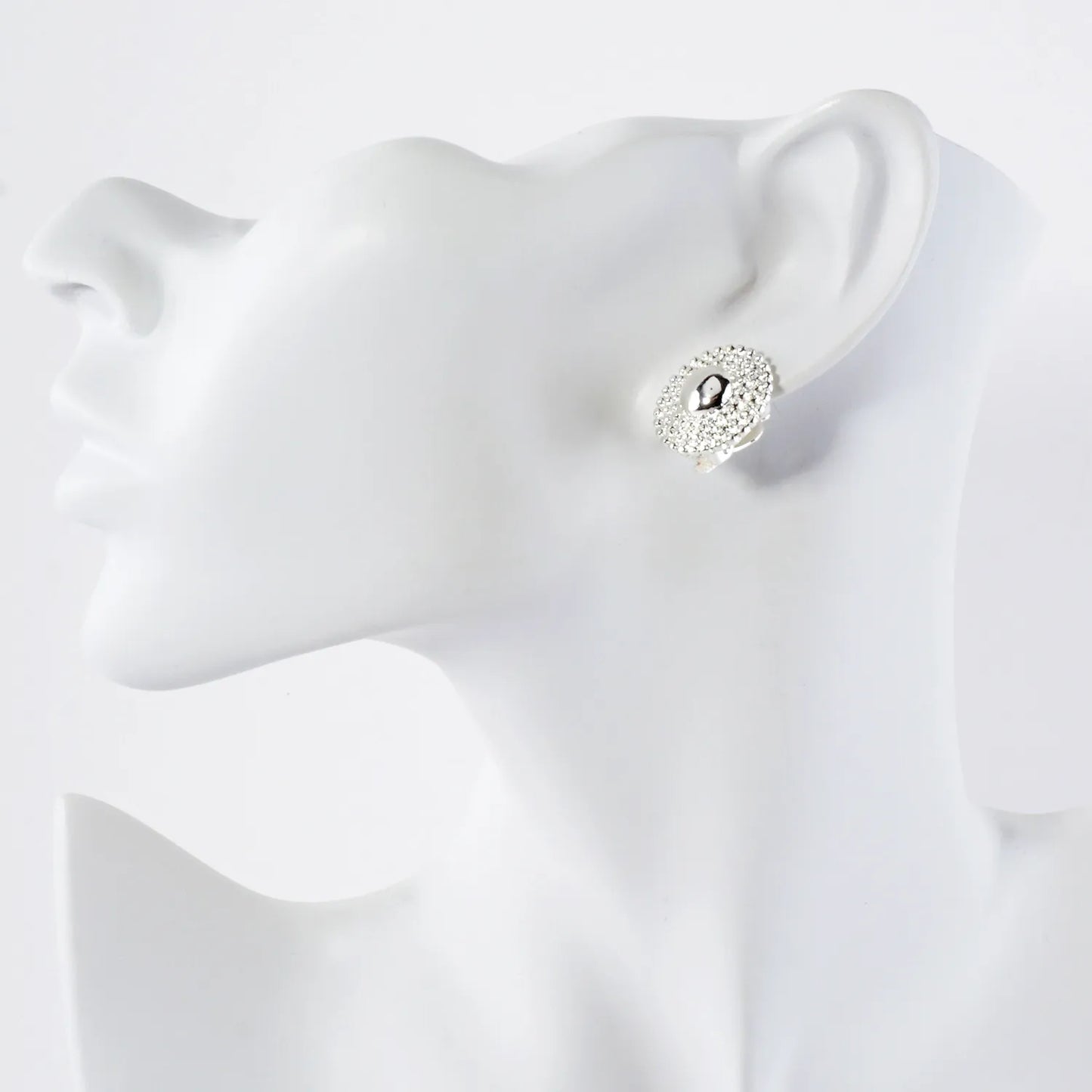 Ball-Texture Polished Metal Round Clip-On Earrings