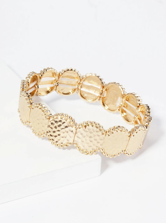 Ball Textured Hammered Metal Stretch Bangle Bracelet