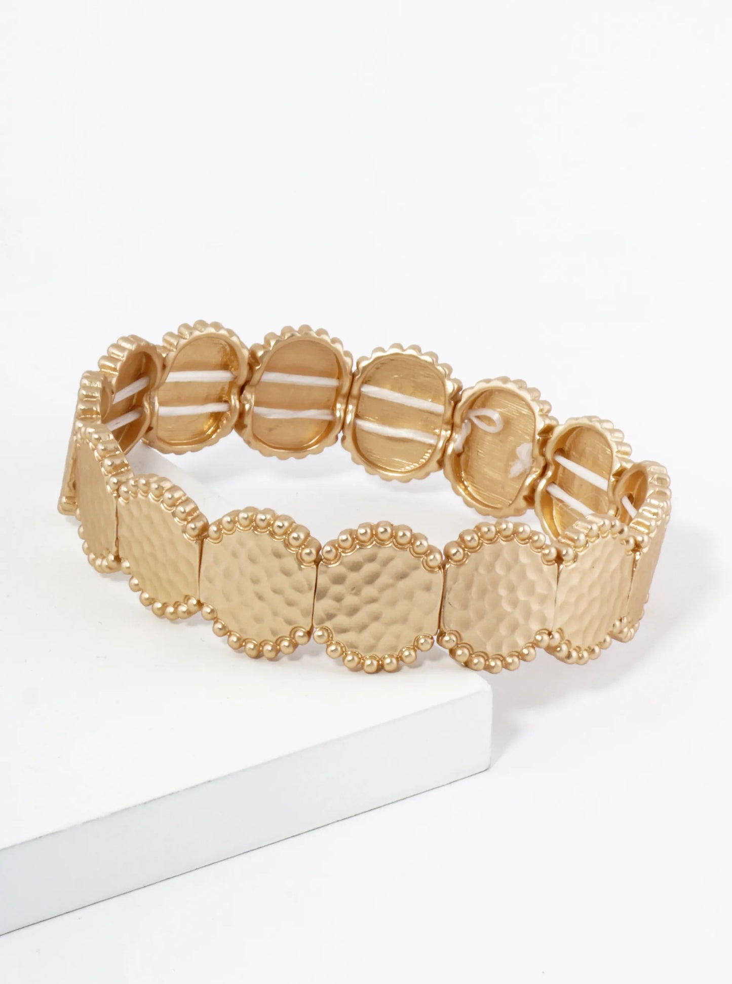 Ball Textured Hammered Metal Stretch Bangle Bracelet