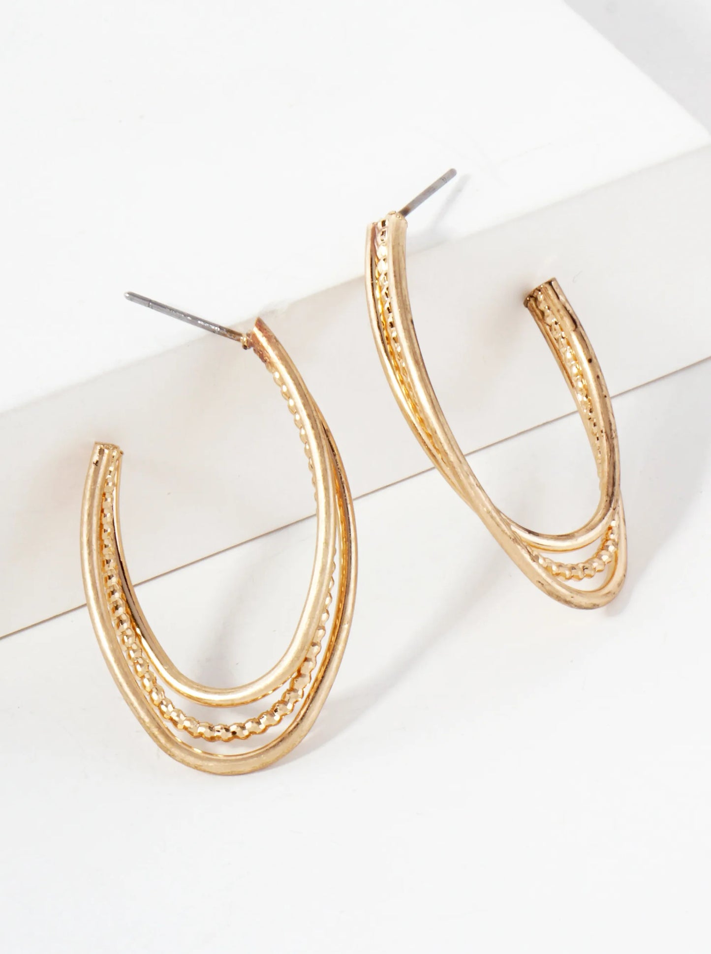 Ball Textured Metal 30mm Brass Open Hoop Earrings