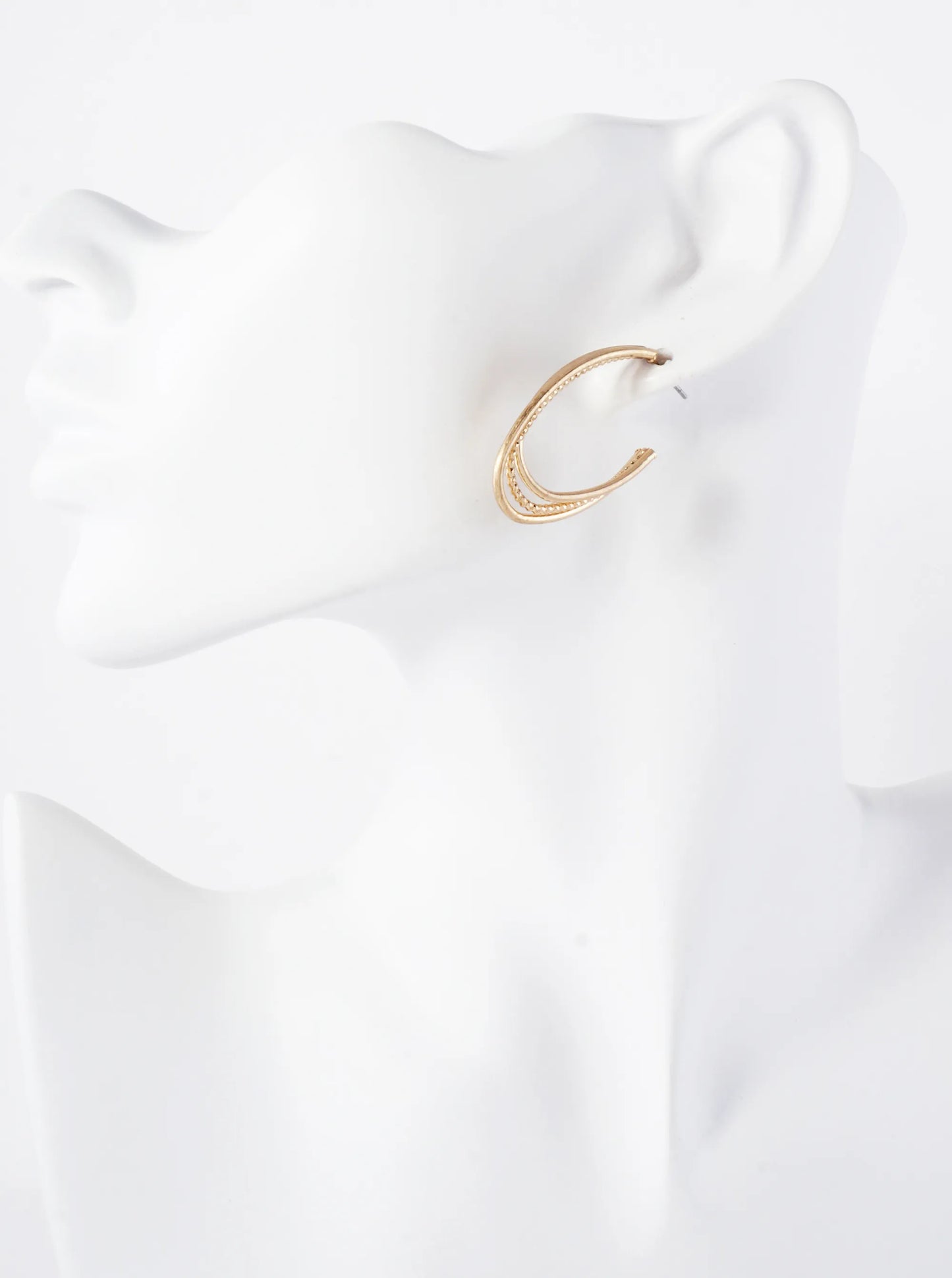 Ball Textured Metal 30mm Brass Open Hoop Earrings