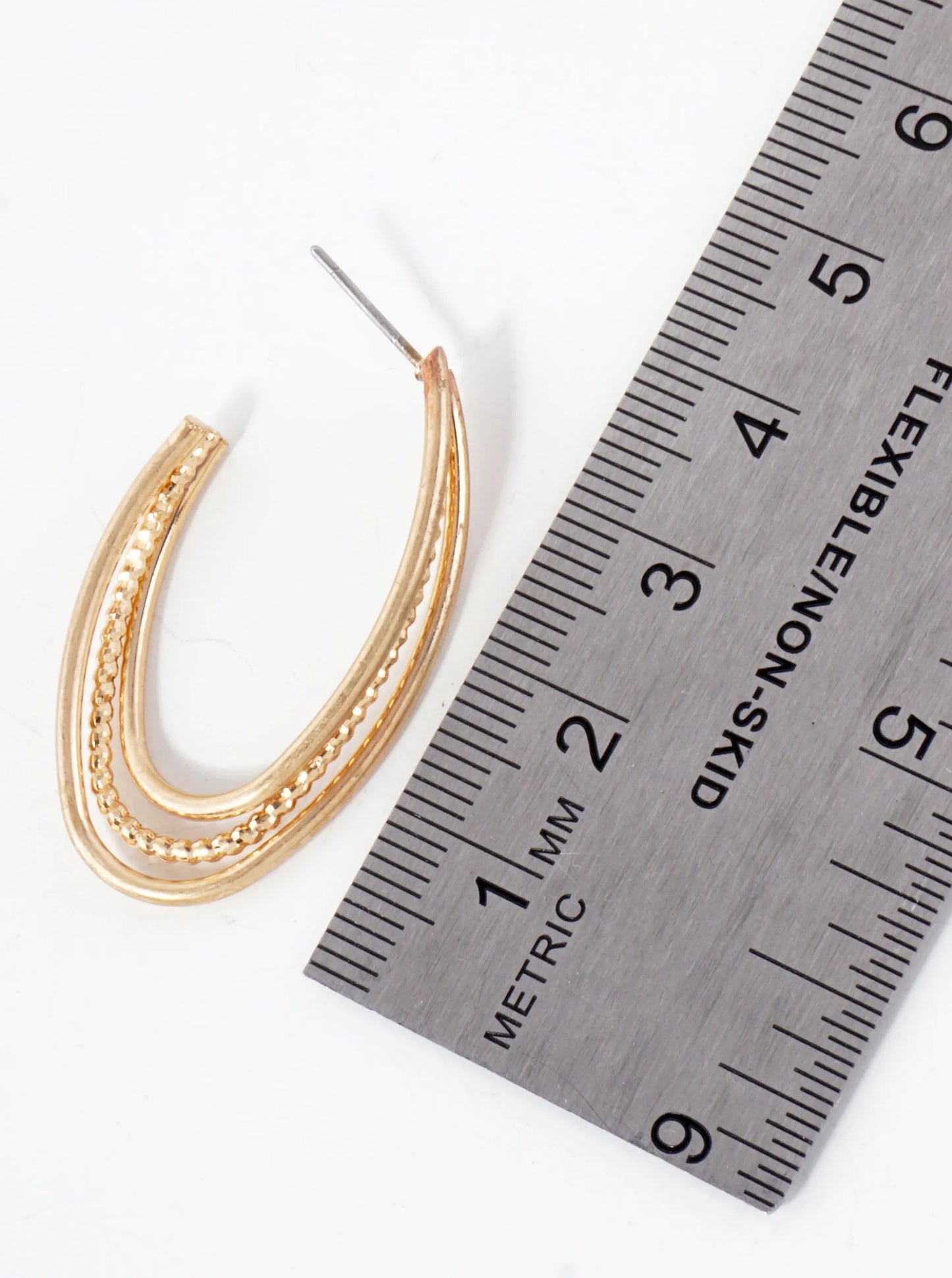 Ball Textured Metal 30mm Brass Open Hoop Earrings