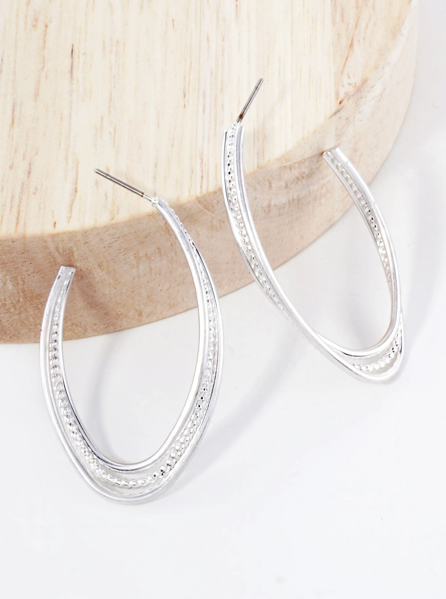 Ball Textured Metal 45mm Brass Open Hoop Earrings