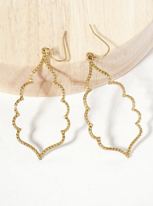 Ball-Textured Metal Exotic-Shaped Dangle Earrings