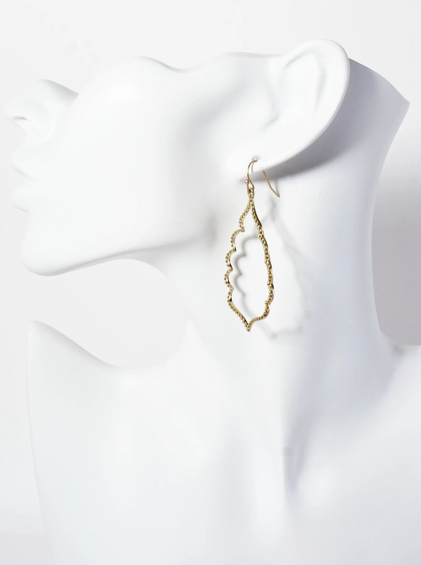 Ball-Textured Metal Exotic-Shaped Dangle Earrings
