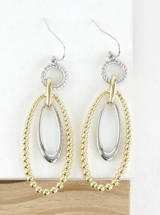 Ball Textured Oval Link Drop Earrings
