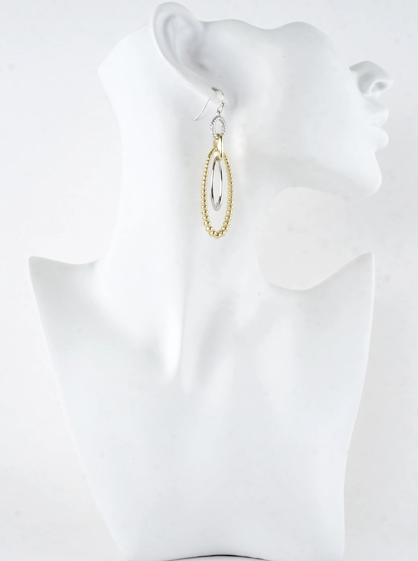 Ball Textured Oval Link Drop Earrings