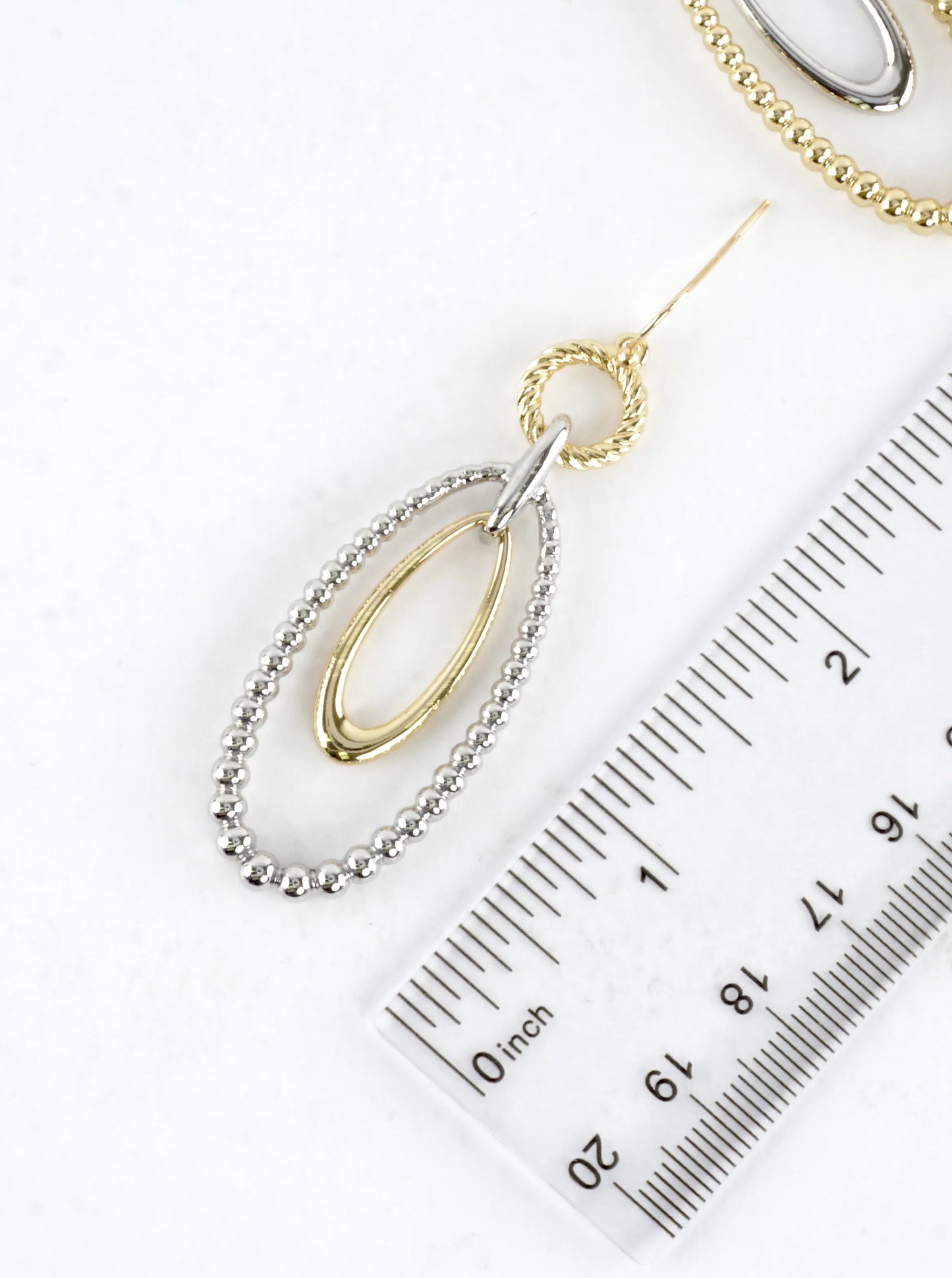 Ball Textured Oval Link Drop Earrings