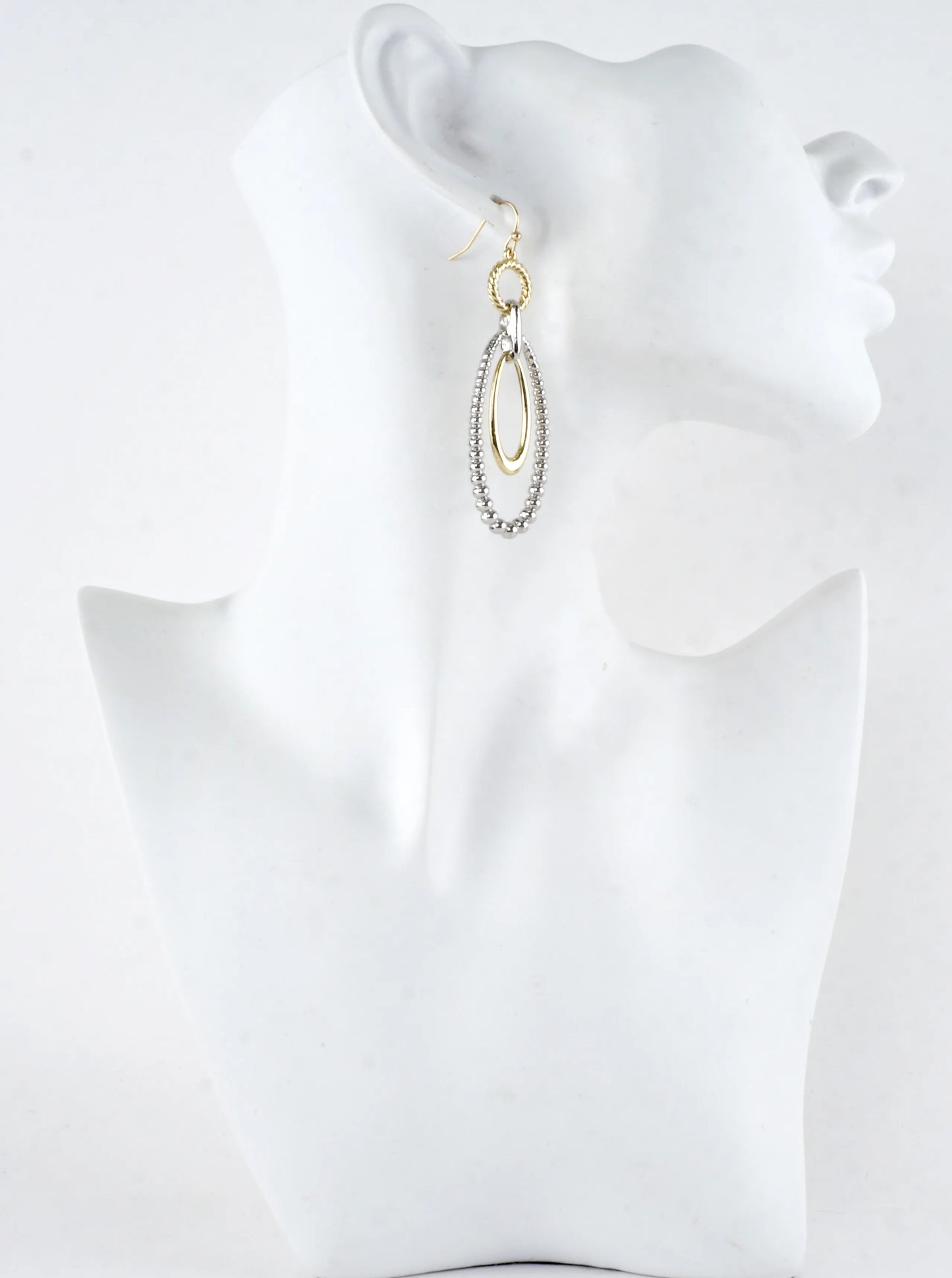 Ball Textured Oval Link Drop Earrings