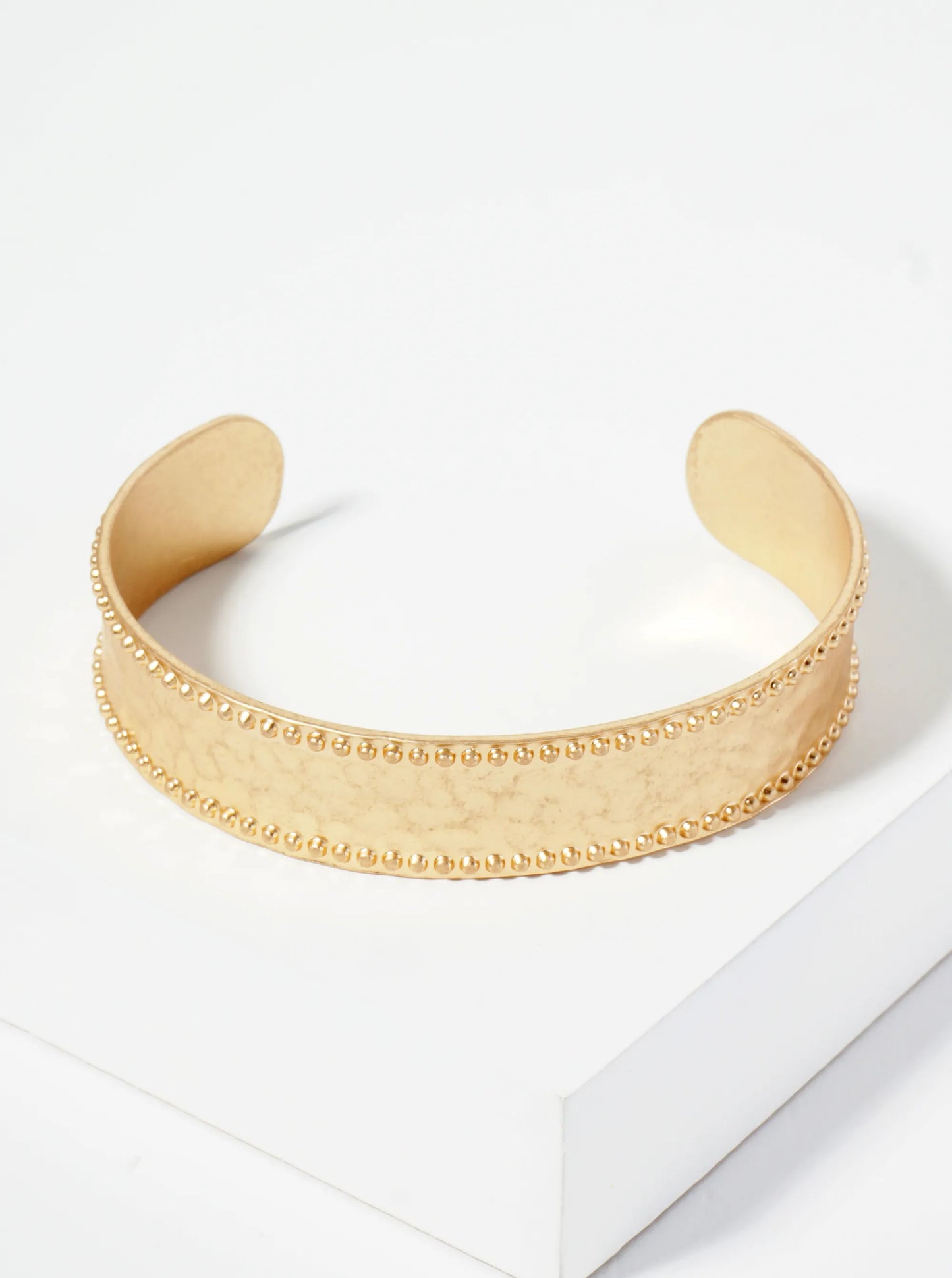 Ball And Hammer Textured Metal Open Cuff Bracelet