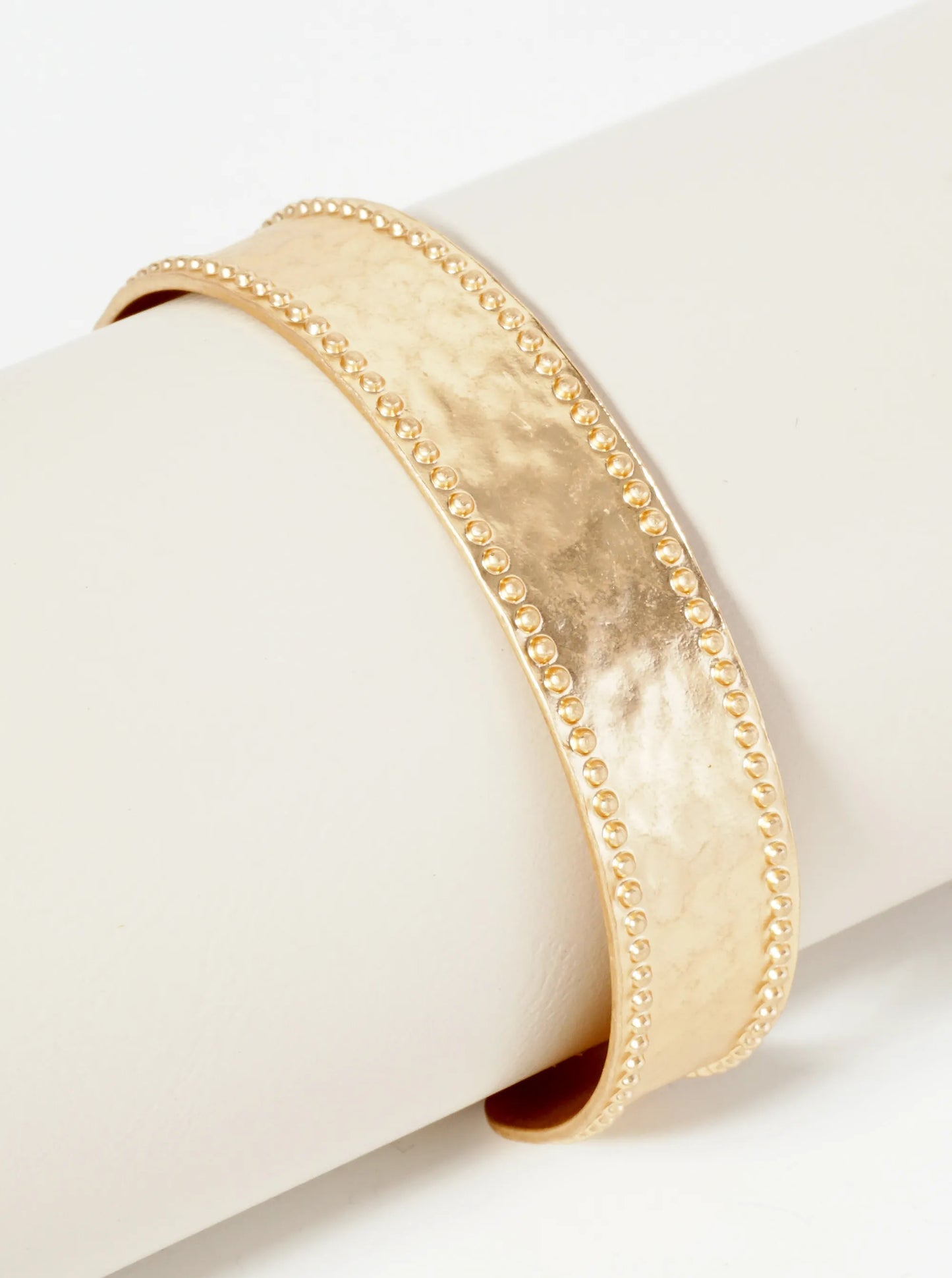 Ball And Hammer Textured Metal Open Cuff Bracelet