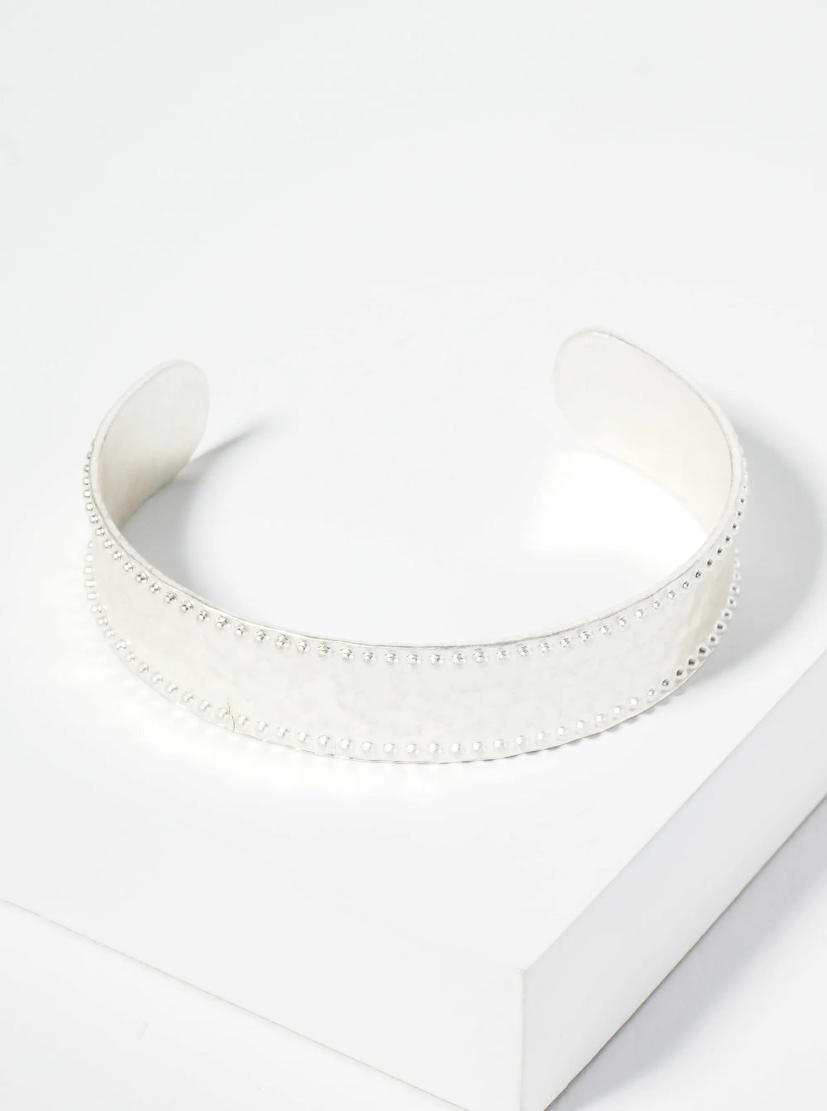 Ball And Hammer Textured Metal Open Cuff Bracelet